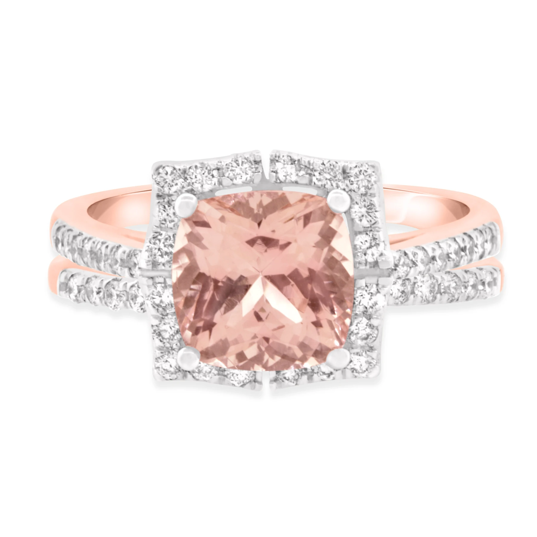 Milly 2 1/3 CT. T.W. Morganite and Diamond Matching Bridal Ring Set