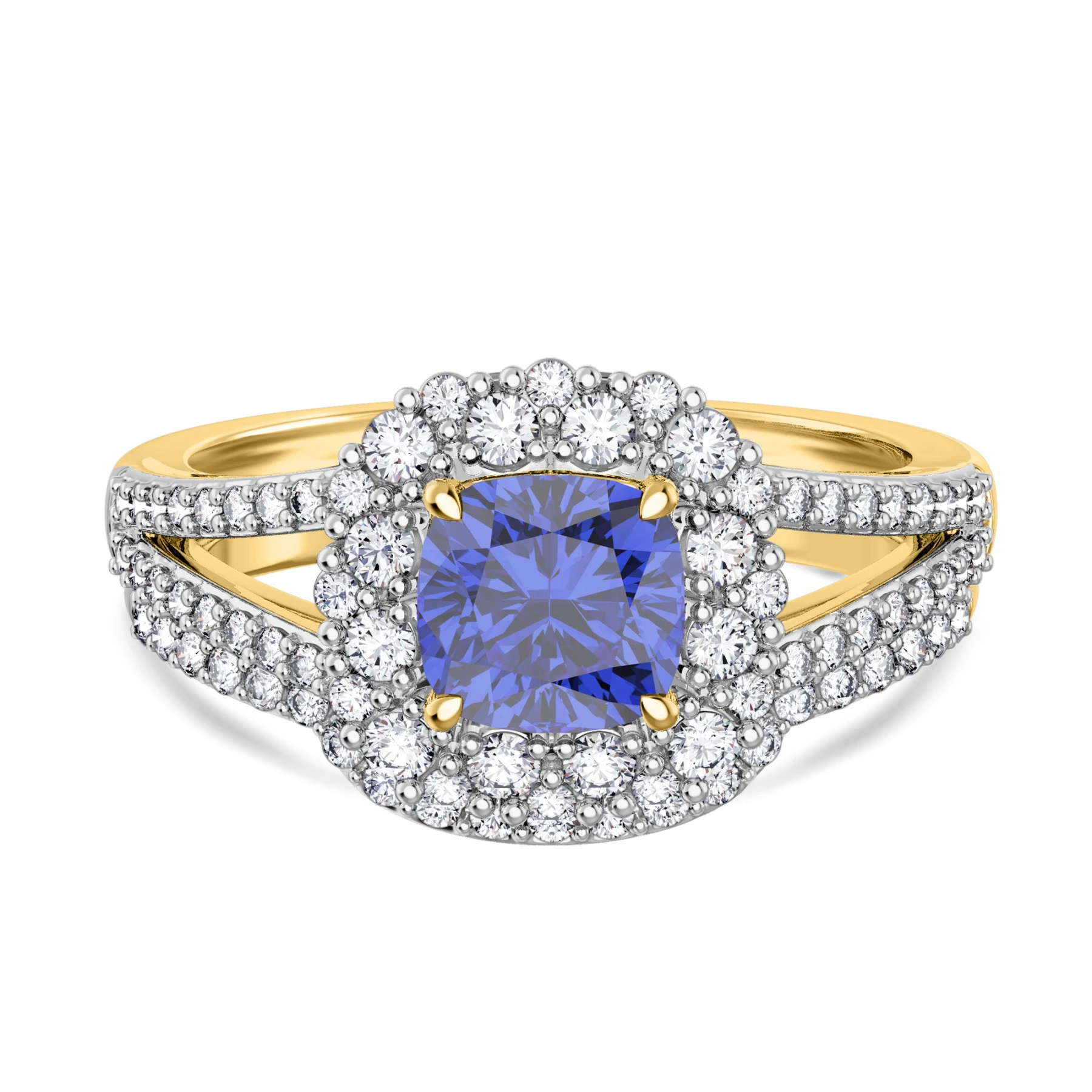 Evanthe 1 7/8 Carat T.W. Sapphire and Diamond Matching Bridal Set 14K Yellow Gold Vermeil - view 1