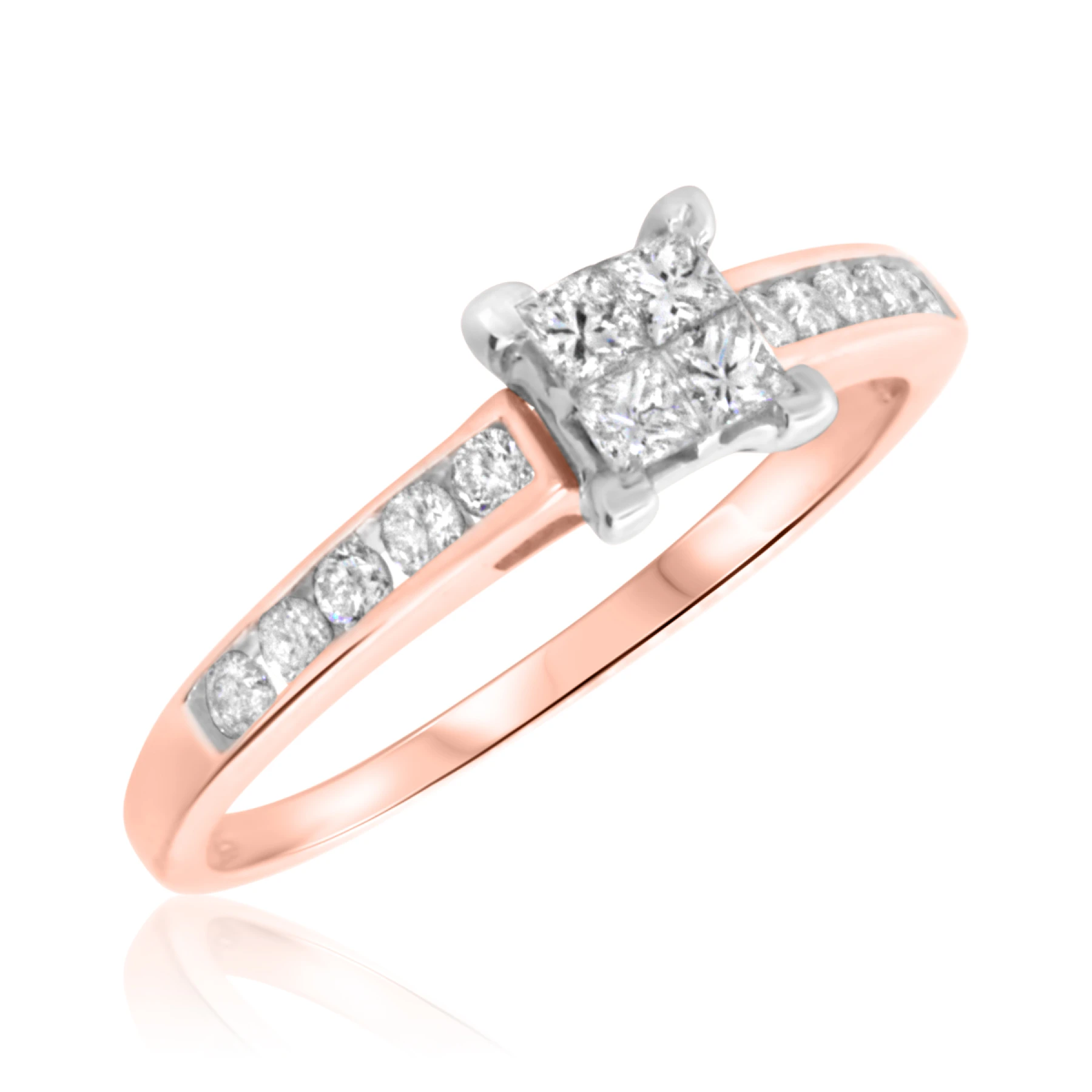 Petite Elegance 2/3 ct tw. Diamond Princess Cluster Engagement Ring - view 1