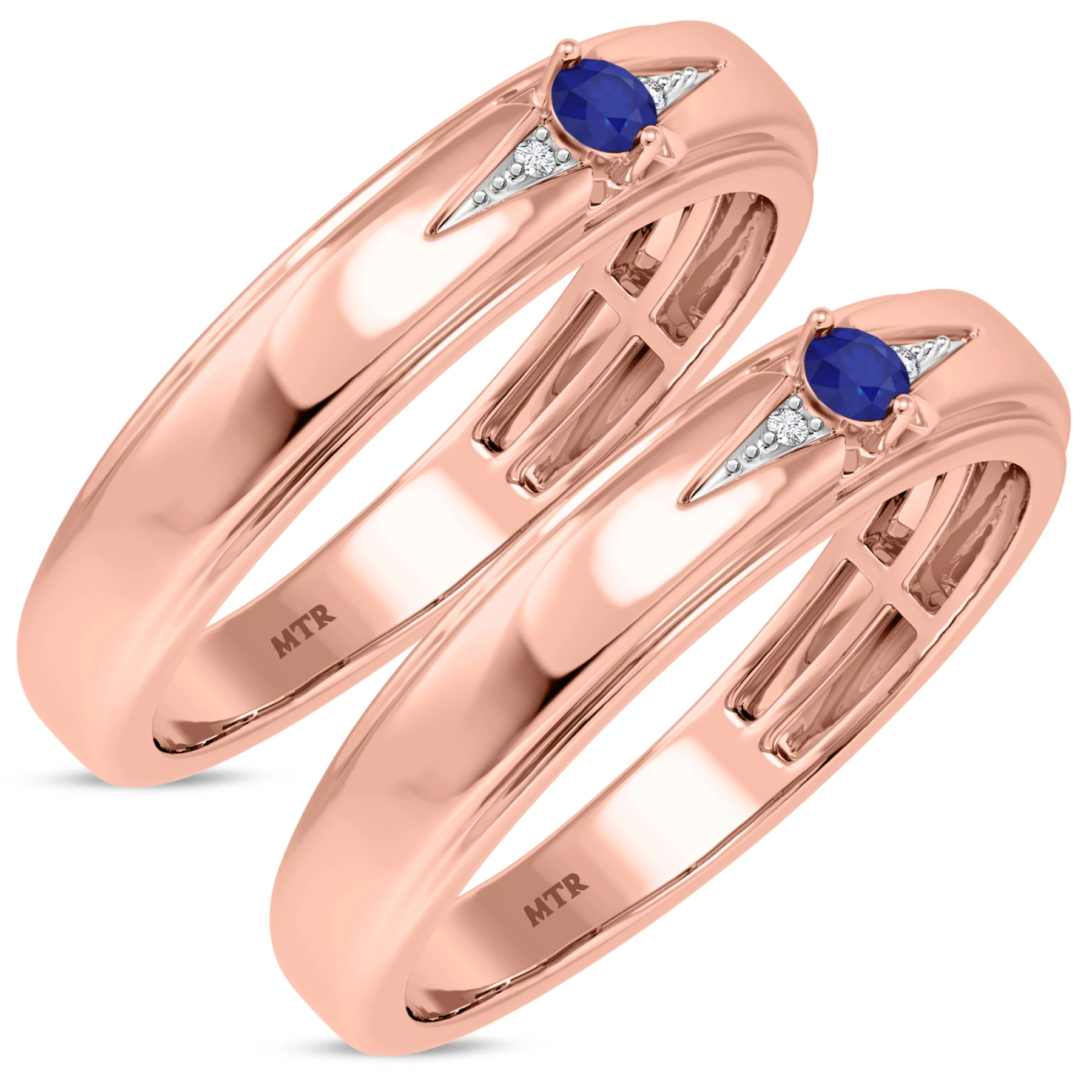 Abilia 1/10 Carat T.W. Sapphire and Diamond Matching Wedding Band Set - view 1