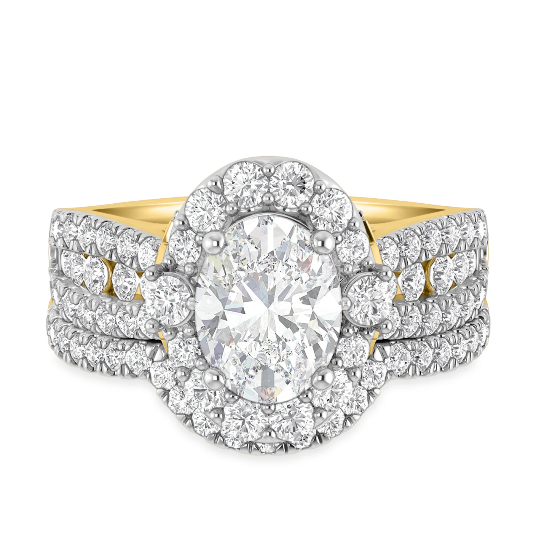 Ergo 3 1/2 ct tw. Lab Grown Diamond Oval Solitaire Bridal Set - view 1