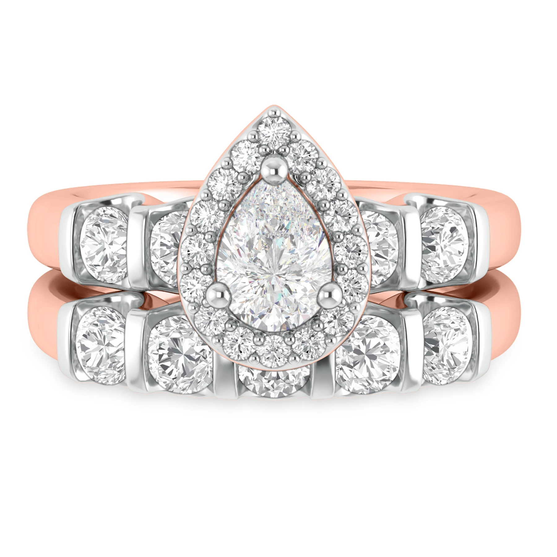 Florens 2 1/4 ct tw. Lab Grown Diamond Pear Solitaire Bridal Set - view 1