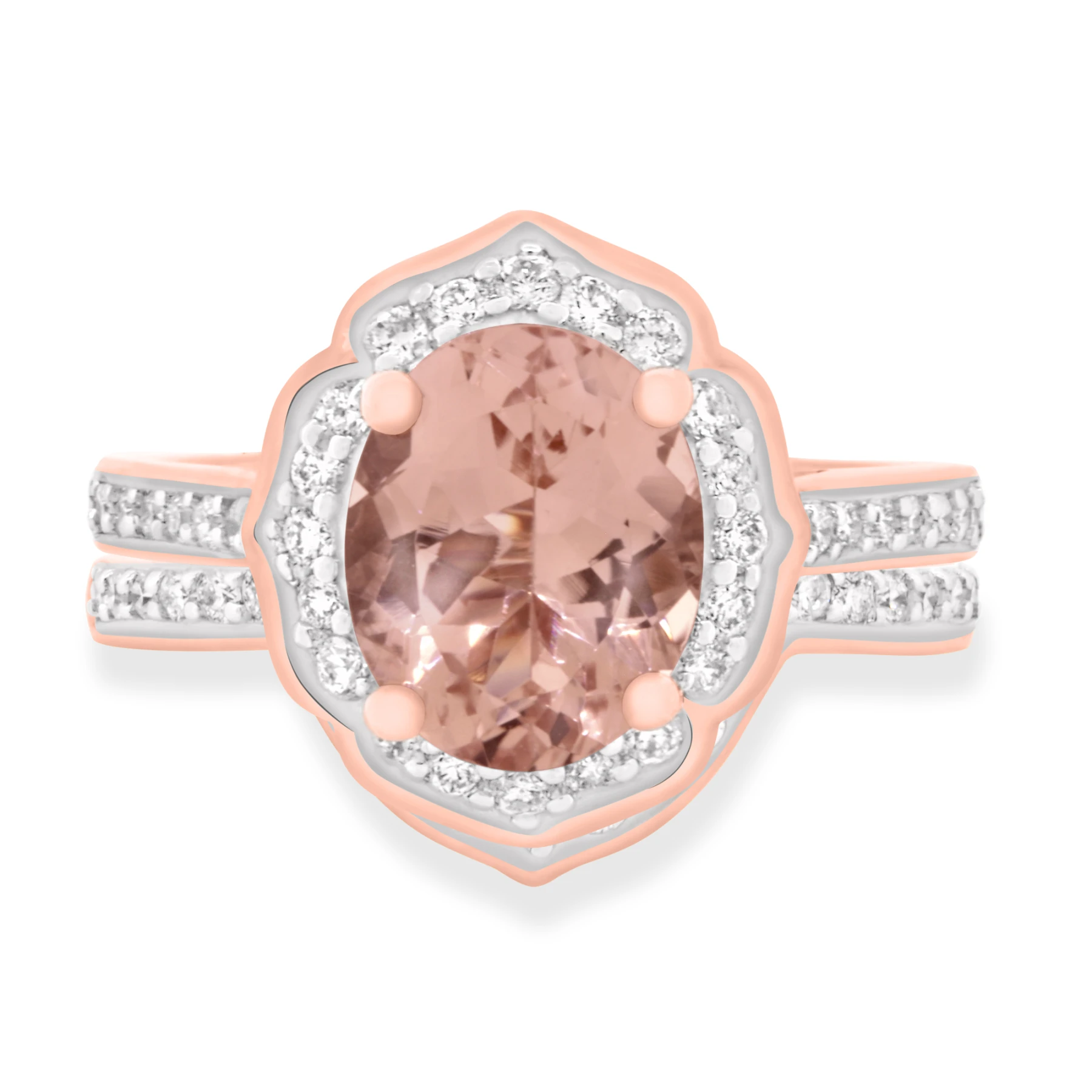 Mauve 2 5/8 Carat T.W. Morganite and Diamond Matching Bridal Ring Set
