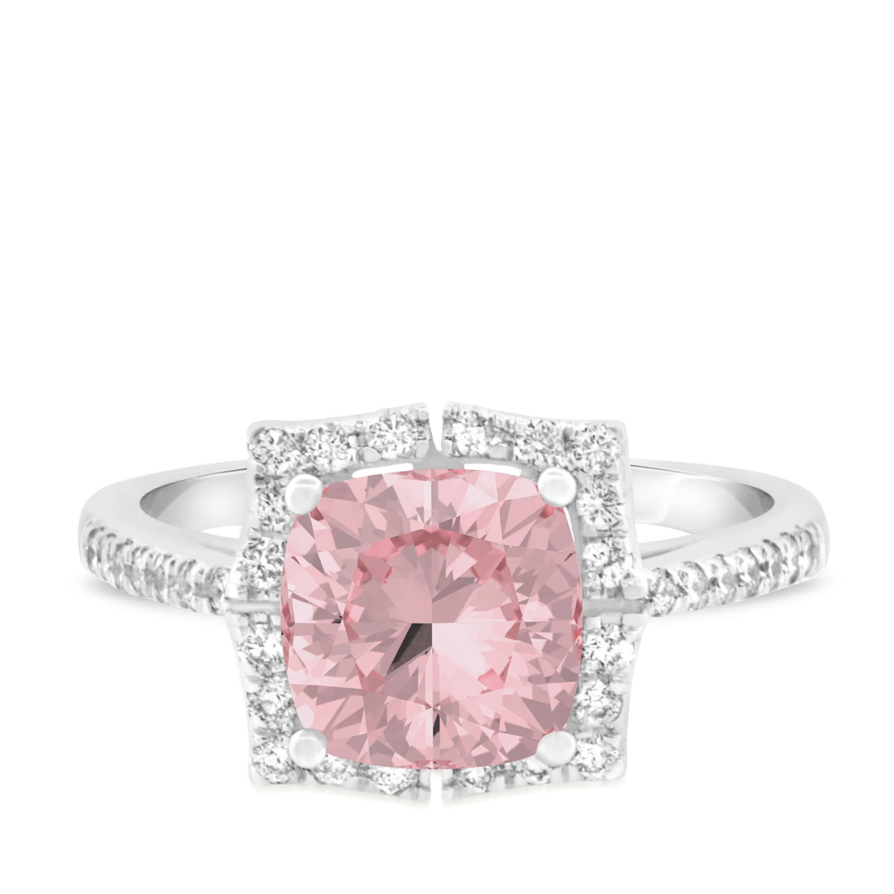 Milly 2 1/6 Carat T.W. Morganite and diamond Engagement Ring Vermeil