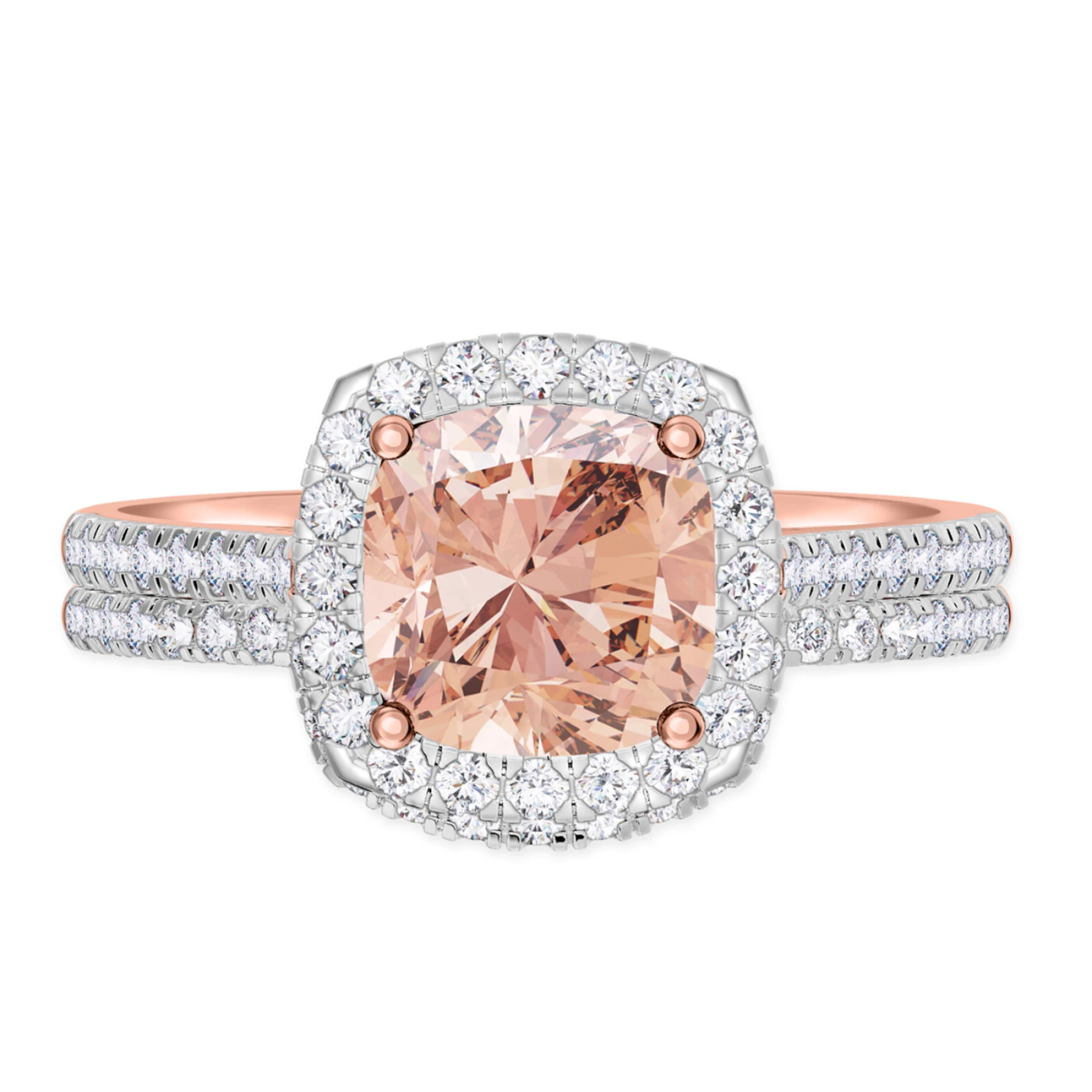 Iris 2 1/2 Carat T.W. Morganite and Diamond Matching Bridal Ring Set