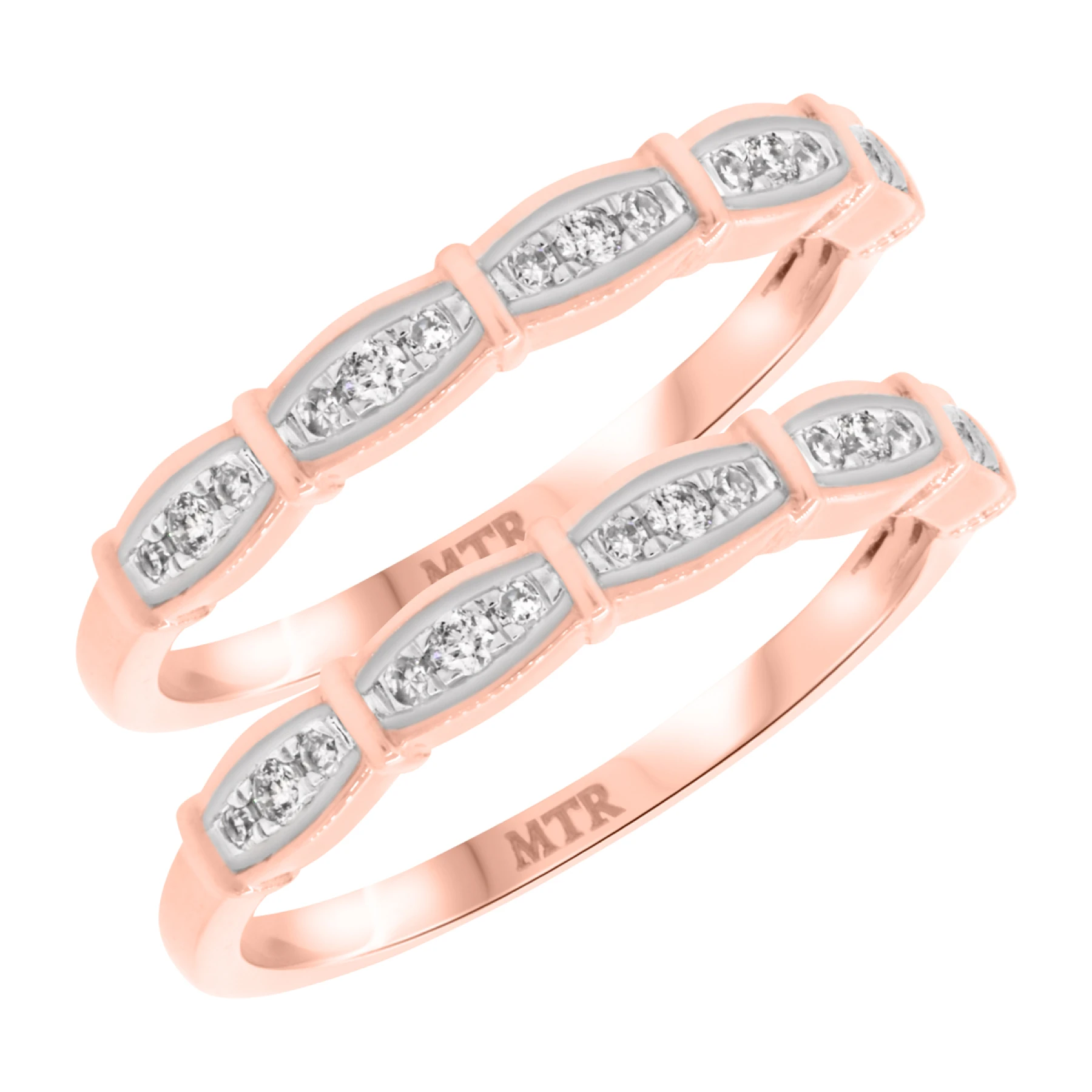 Xiamara 1/5 ct tw. Diamond Same Sex Ladies Band Set 10K Rose Solid Gold - view 1