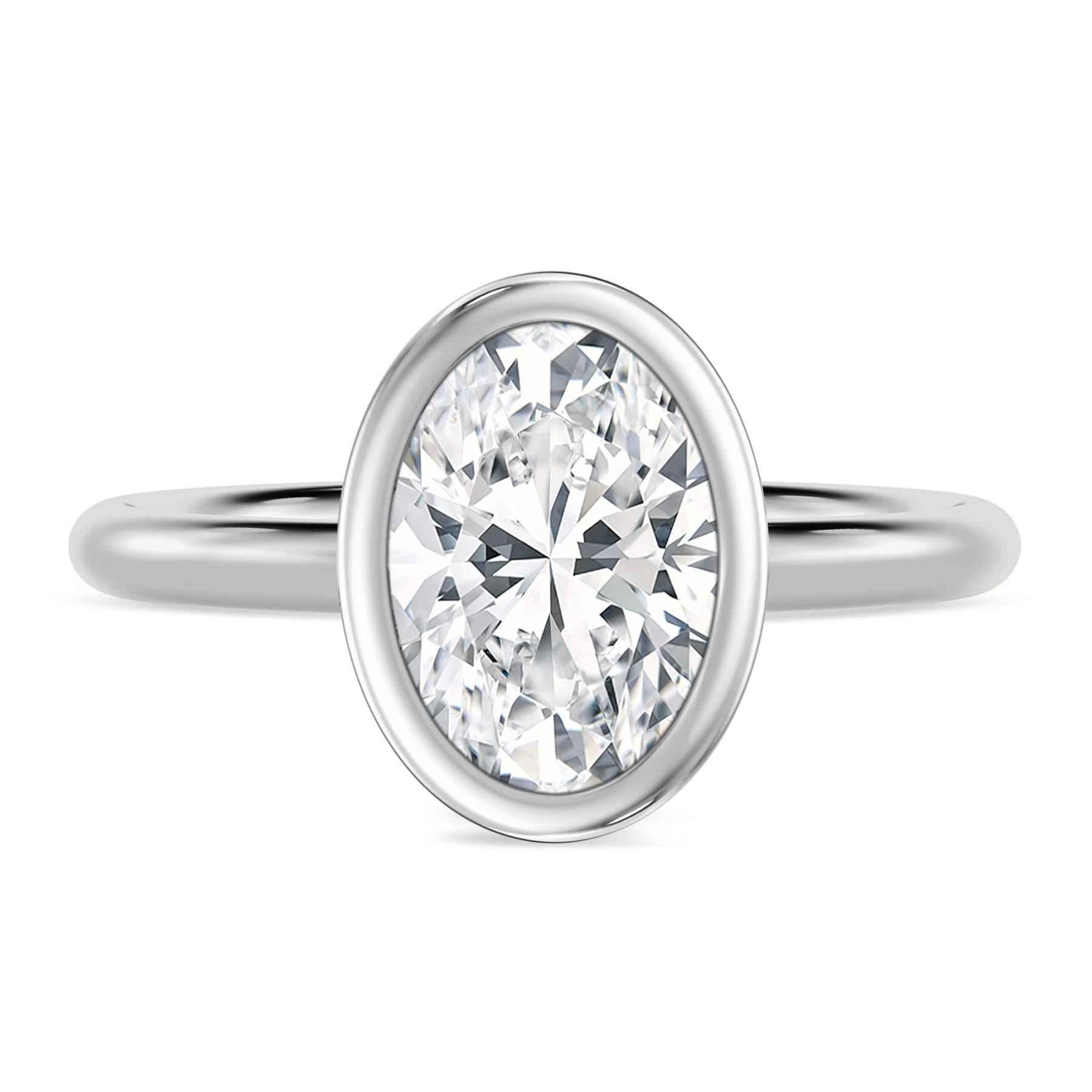 Niu 3 ct tw. Lab Grown Diamond Oval Solitaire Engagement Ring Vermeil