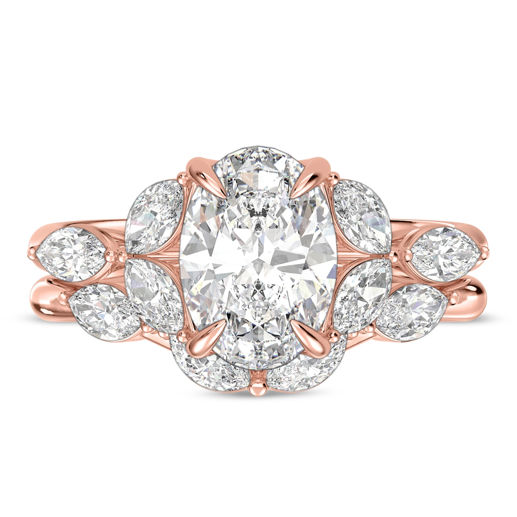 Vitella 3 ct tw. Lab Grown Diamond Oval Solitaire Bridal Set