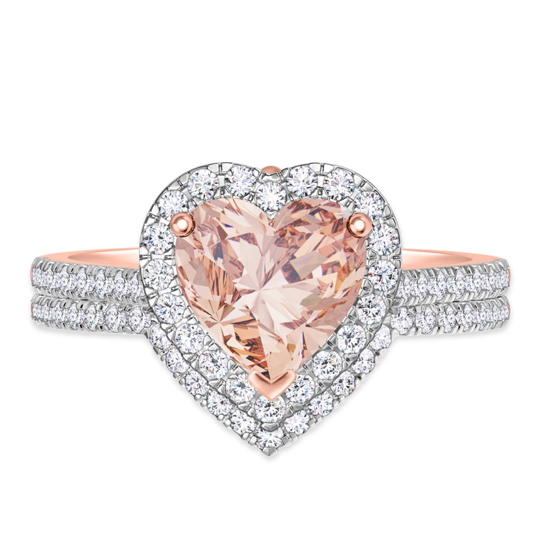 Amber 2 1/2 Carat T.W. Morganite and Diamond Matching Bridal Ring Set