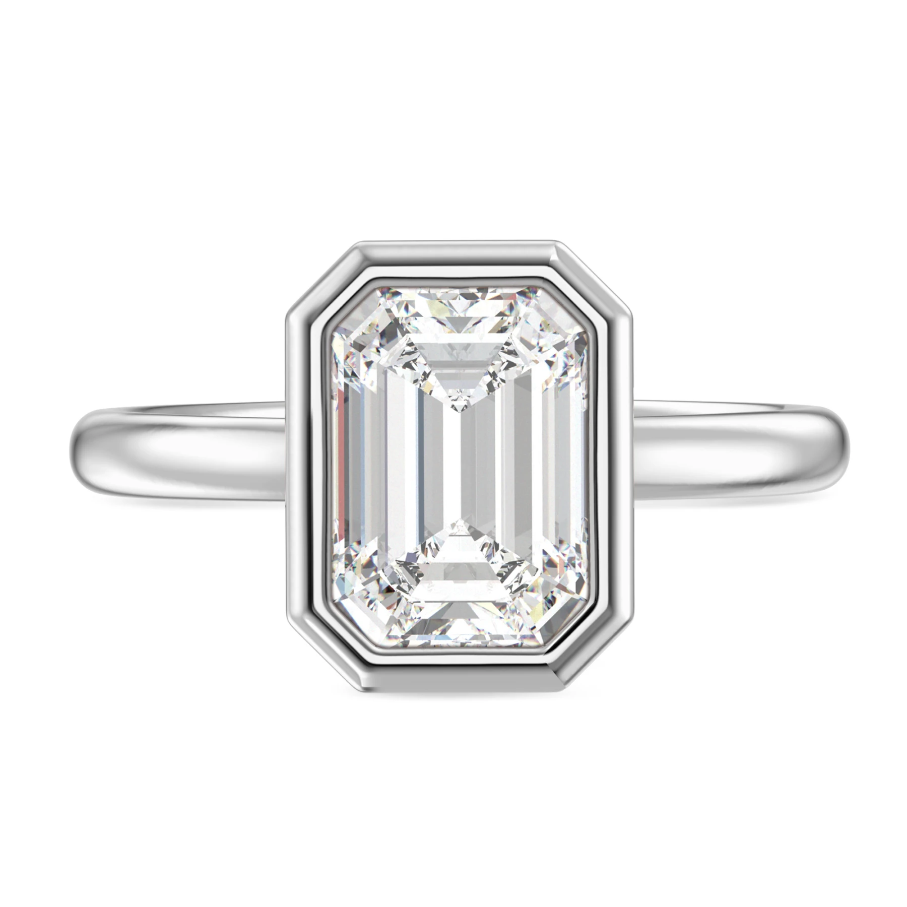 Niu 3 ct tw. Lab Grown Diamond Emerald Solitaire Engagement Ring Vermeil