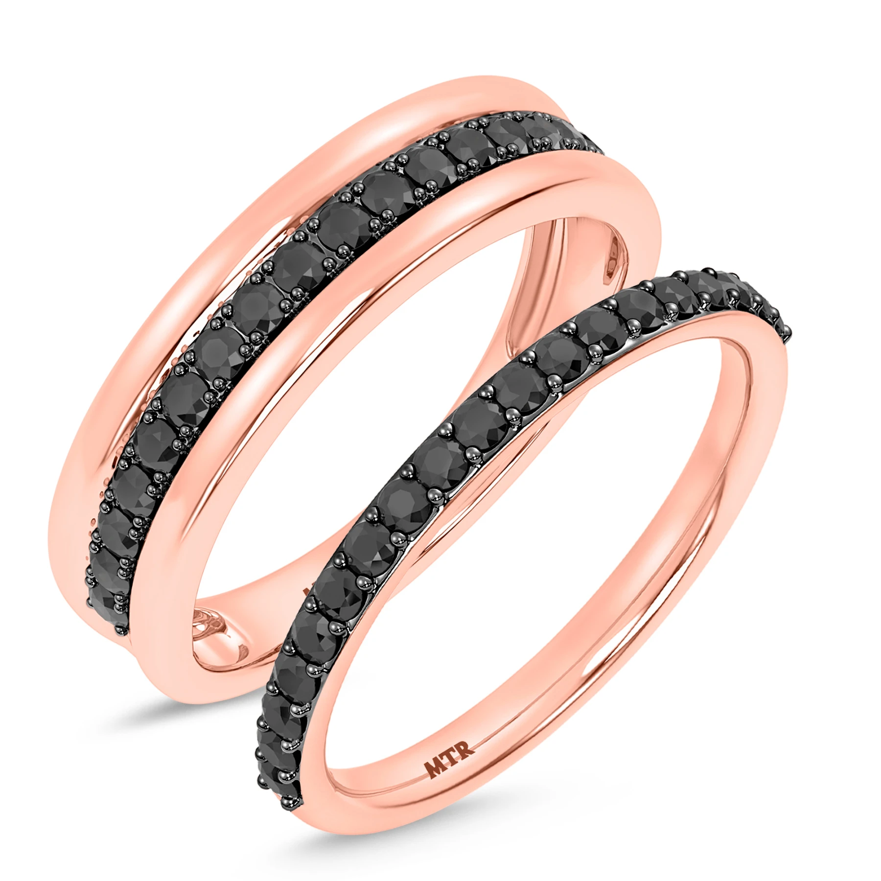 Nele 3/4 ct tw. Black Diamond Wedding Band Set