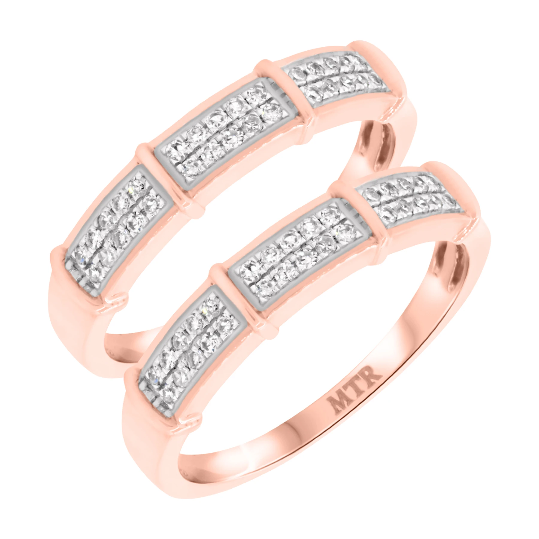 Xiamara 1/2 ct tw. Diamond Same Sex Mens Band Set 10K Rose Solid Gold - view 1