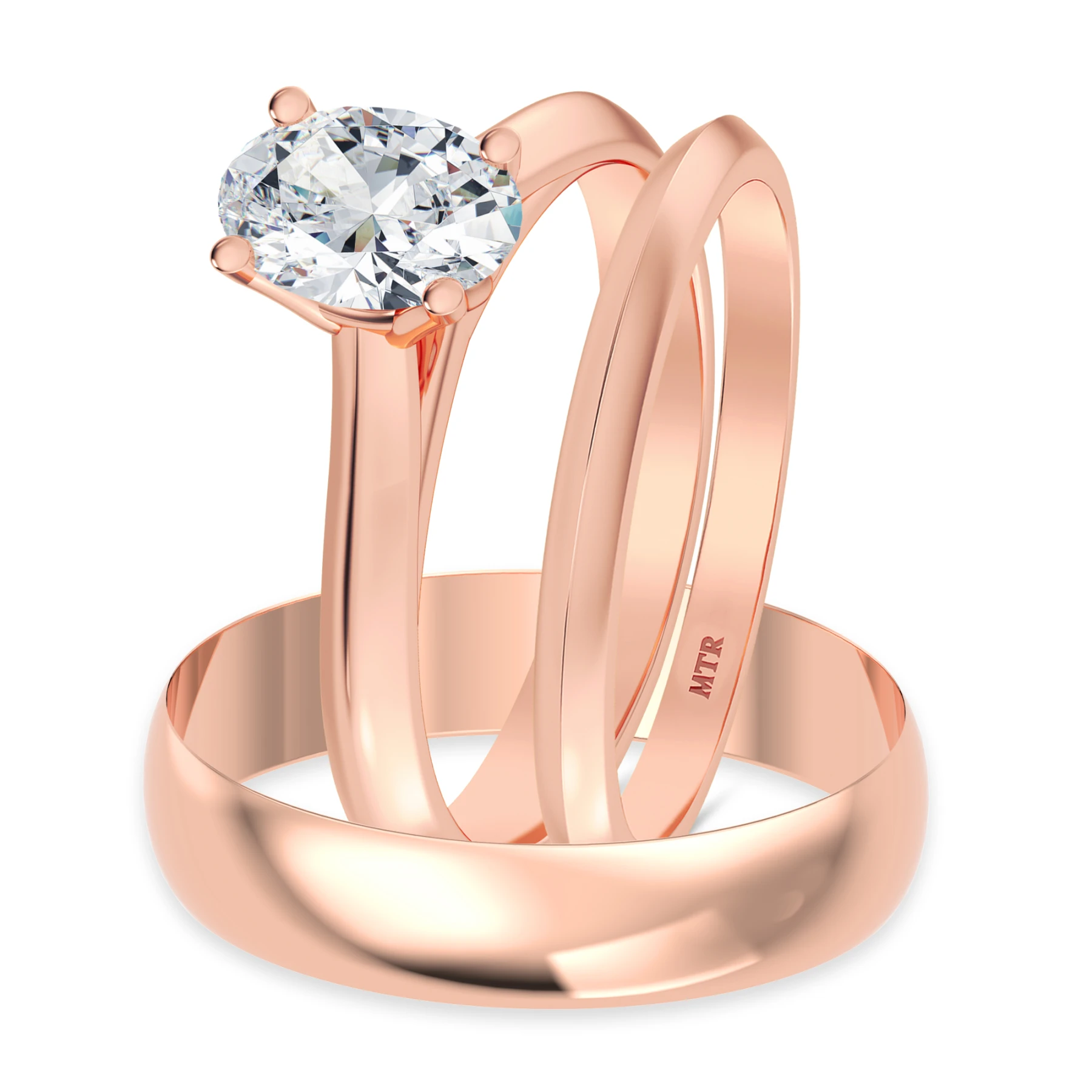 Jena 3/4 ct tw. Lab Grown Diamond Oval Solitaire Trio Set - view 1
