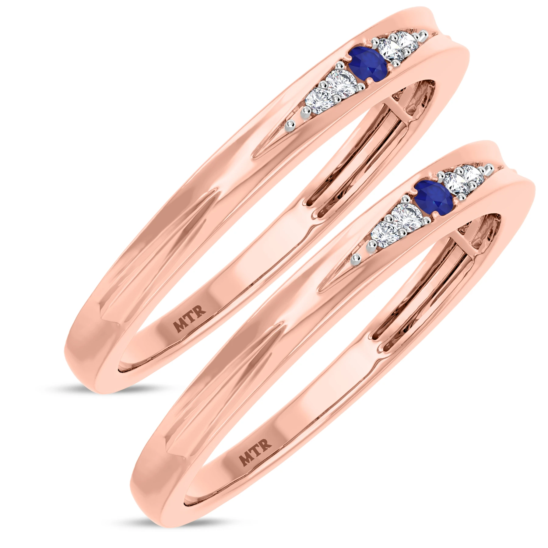 Irit 1/10 Carat T.W. Sapphire and Diamond Same Sex Ladies Band Set - view 1
