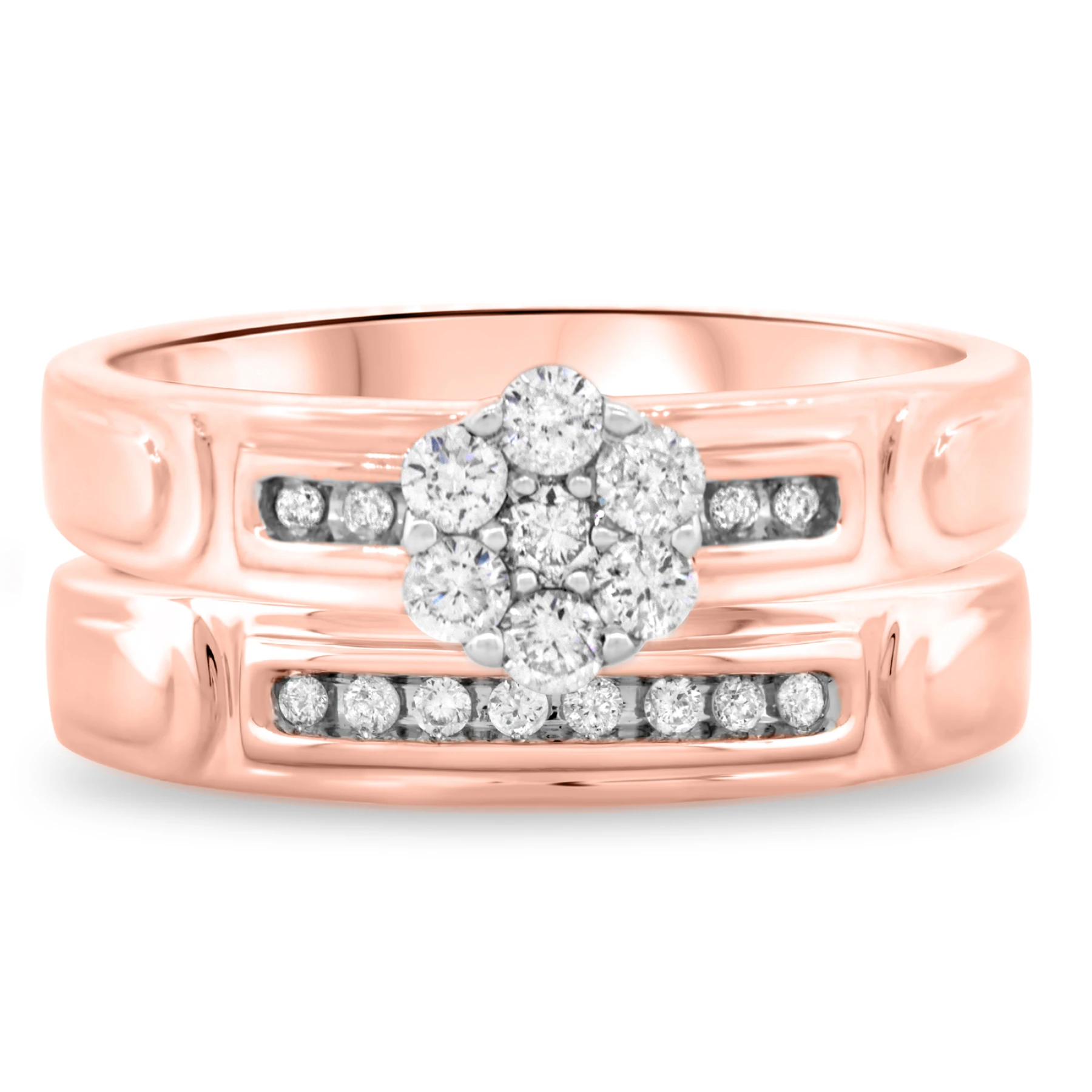 Willow 3/8 CT. T.W. Diamond Round Cluster Bridal Set - view 1