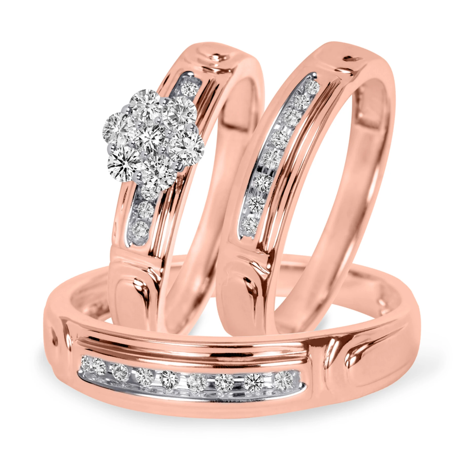 Willow 3/8 ct tw. Diamond Round Cluster Trio Set - view 1