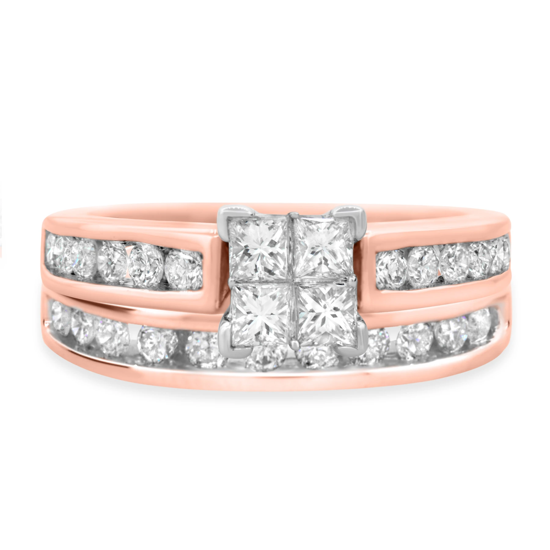 Elegance 1 1/2 CT. T.W. Diamond Princess Cluster Bridal Set - view 1