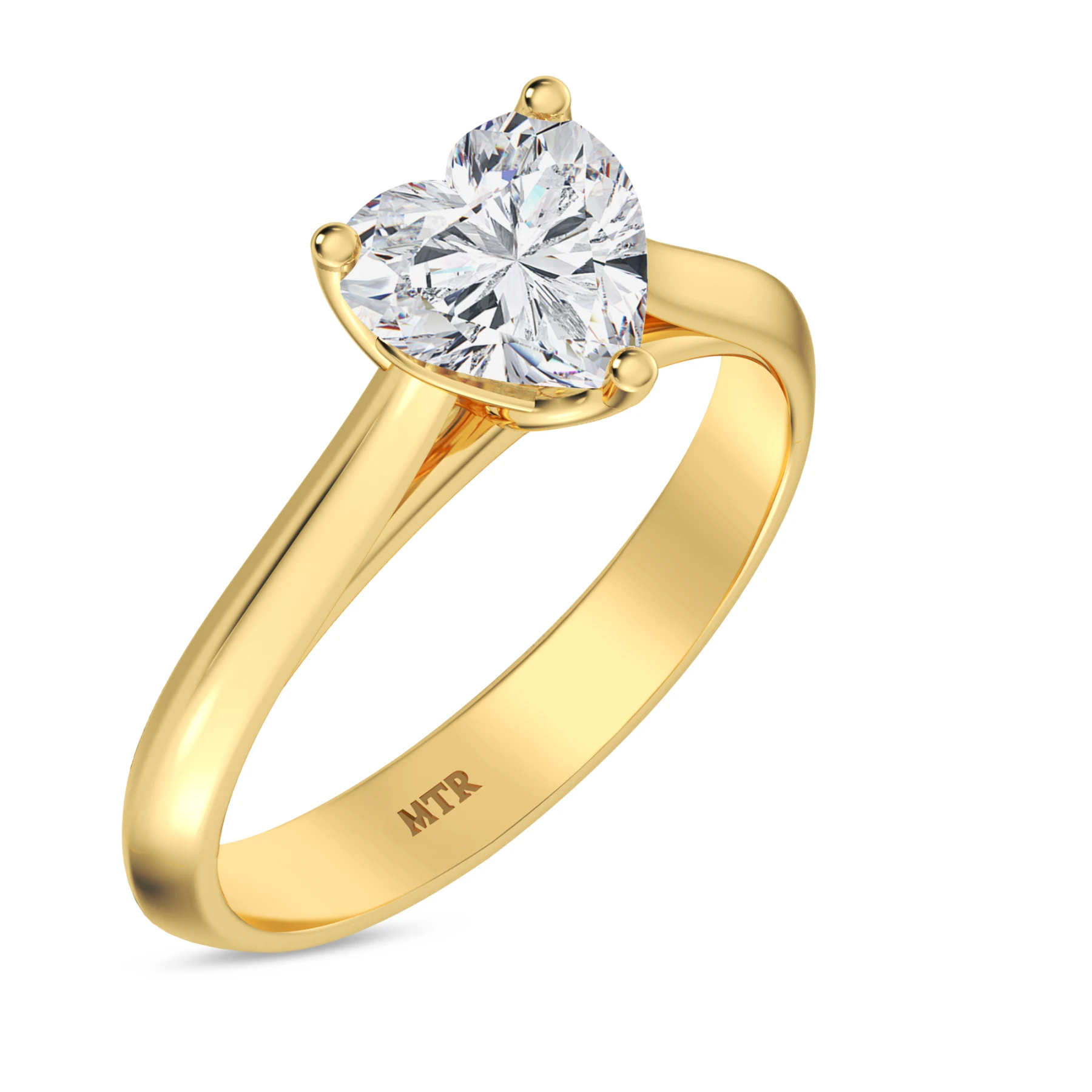 Jena 3/4 ct tw. Lab Grown Diamond Heart Solitaire Engagement Ring 14K Yellow Gold Vermeil - view 3