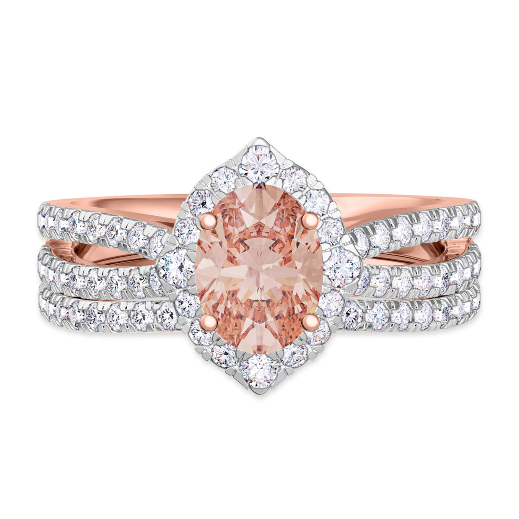 Sutton 1 3/4 Carat T.W. Morganite and Diamond Matching Bridal Ring Set