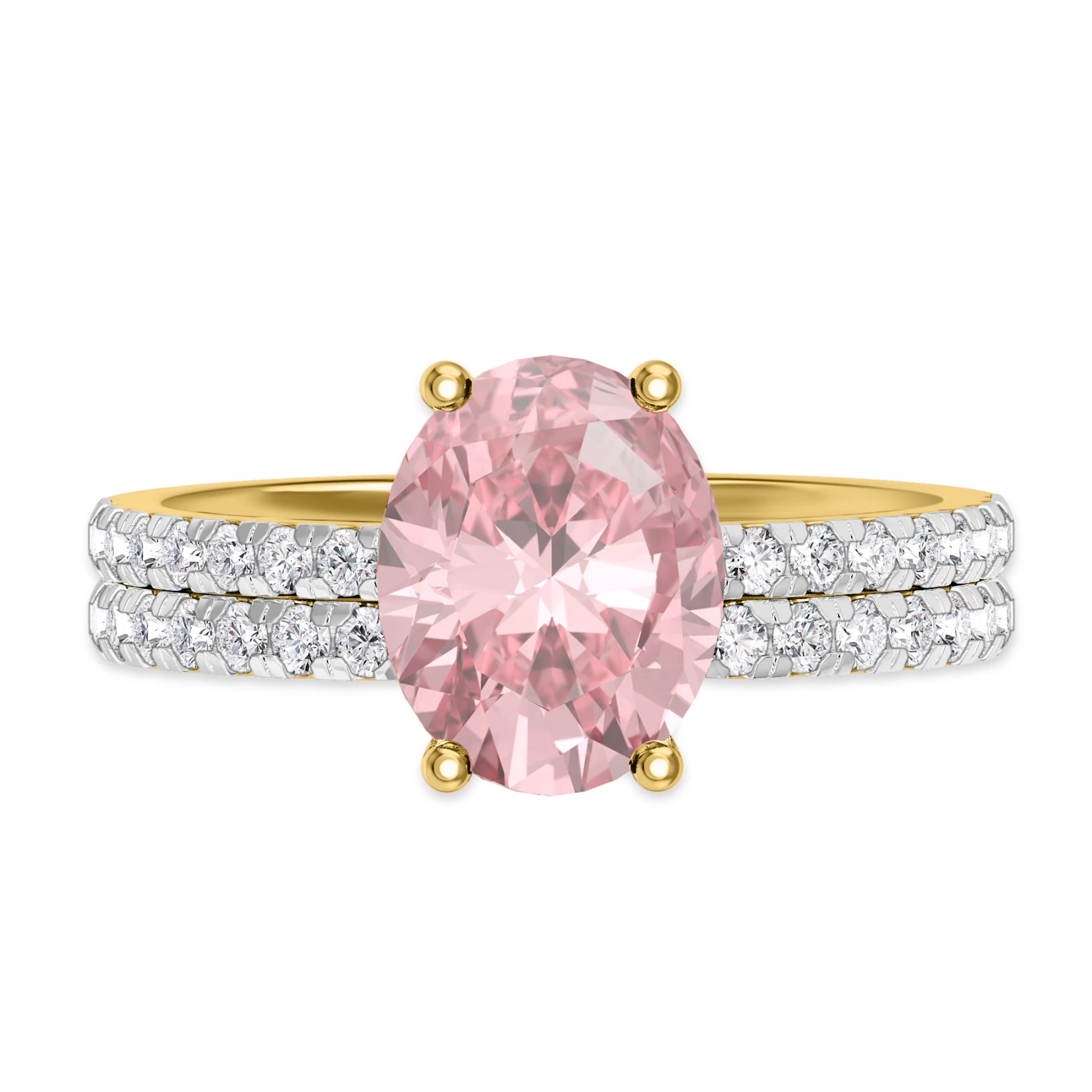 Zorya 2 1/2 Carat T.W. Morganite and Diamond Matching Bridal Set 14K Yellow