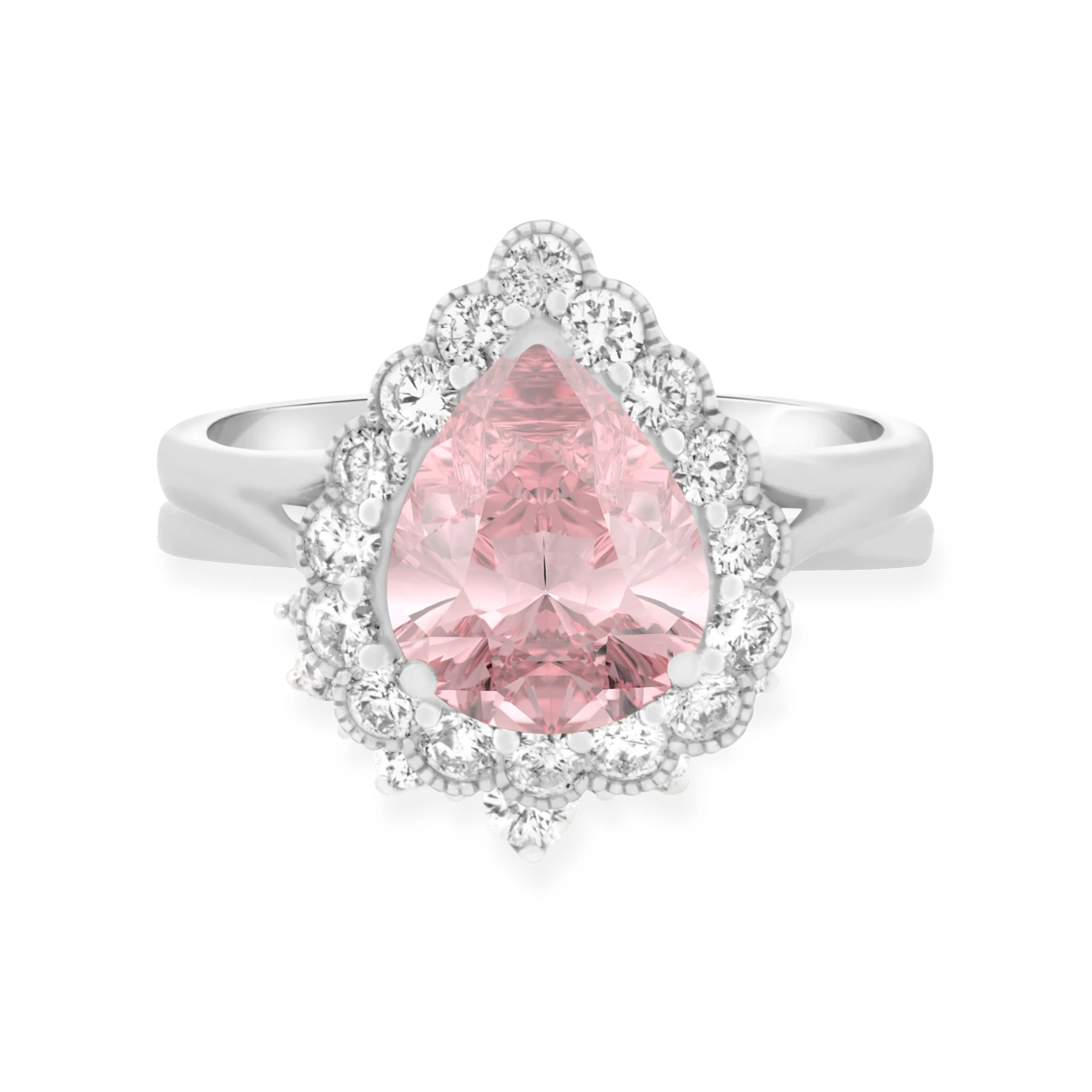 Lotus 2 1/2 CT. T.W. Morganite and Diamond Matching Bridal Set Vermeil