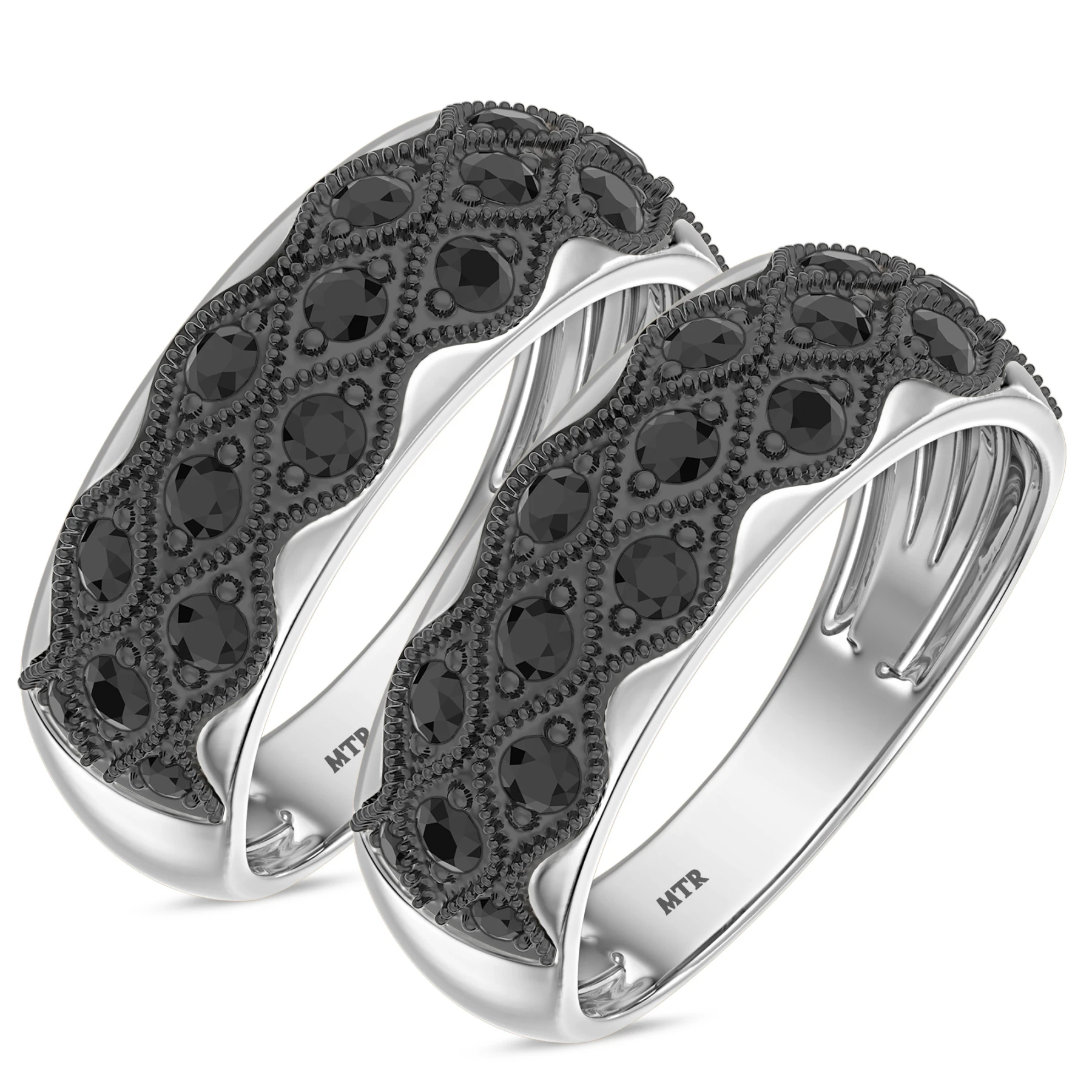Geena 1 1/5 ct tw. Black Diamond Same Sex Mens Band Set