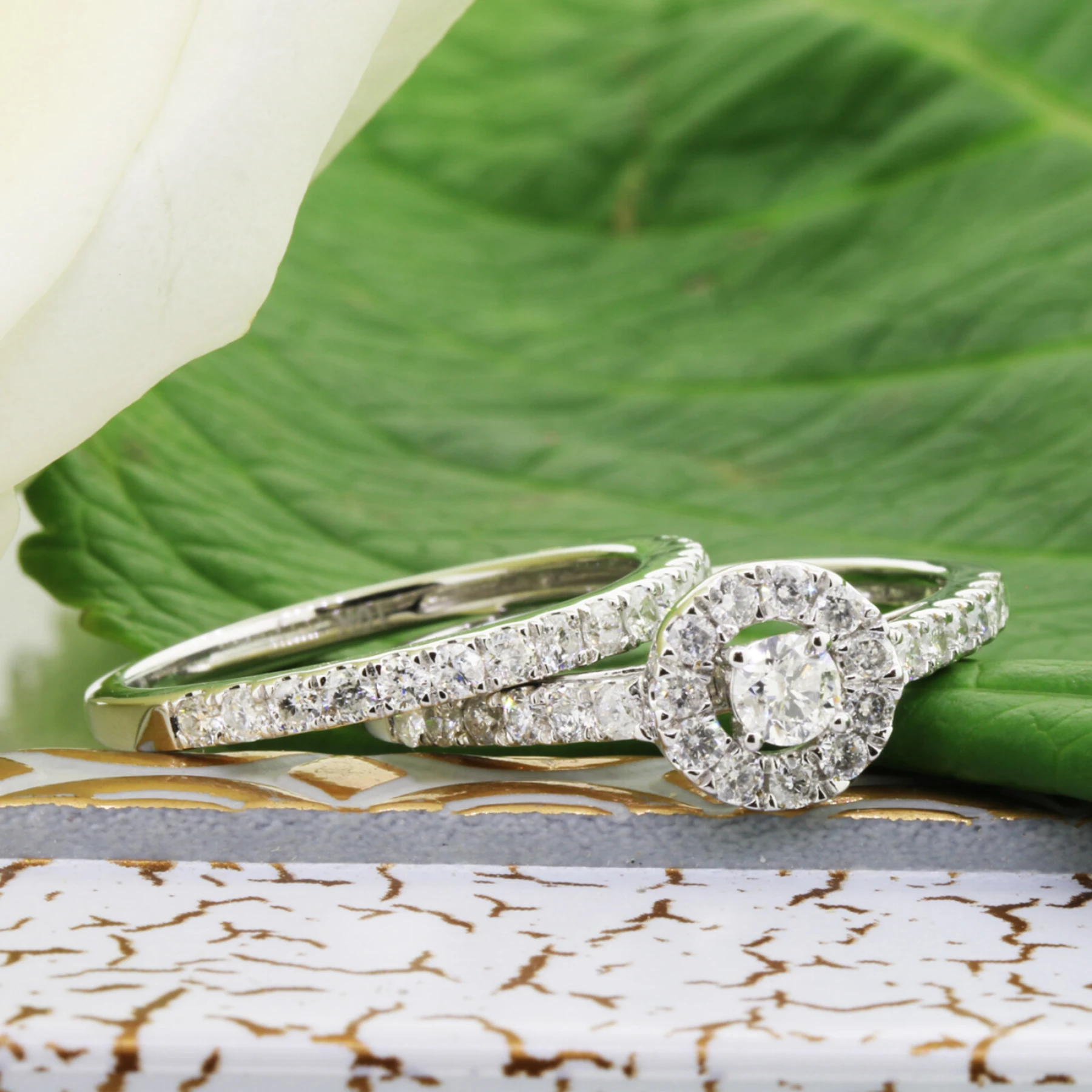 Luna 1 CT. T.W. Diamond Round Cluster Bridal Set - view 1