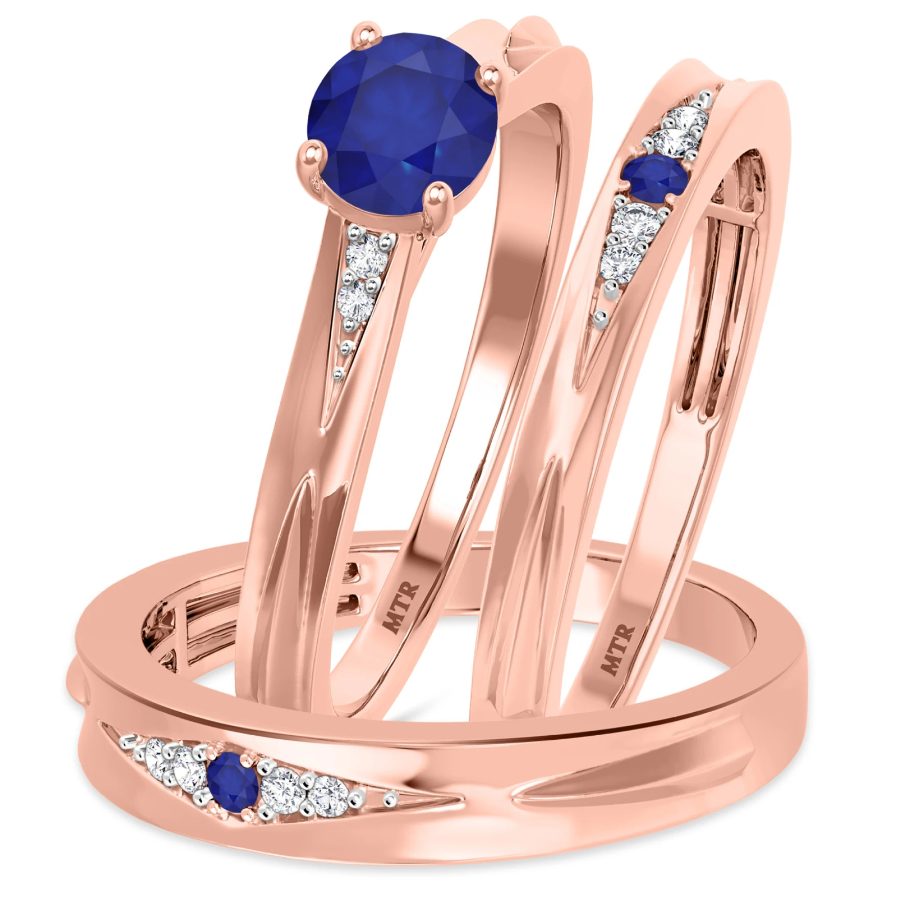 Irit 7/8 CT. T.W. and Diamond Trio Matching Wedding Ring Set