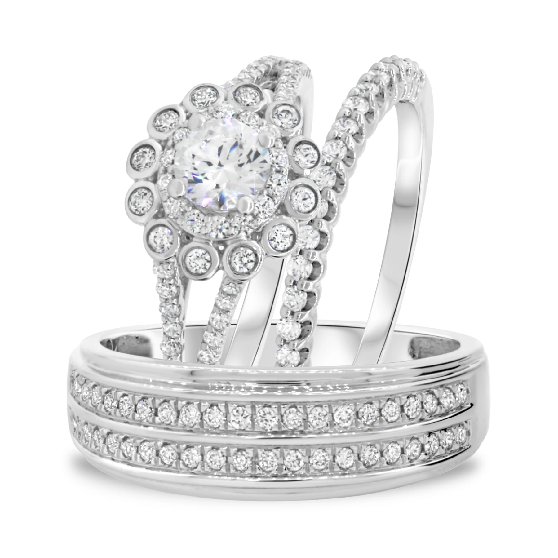 Toria 1 3/8 ct tw. Lab Grown Diamond Round Solitaire Trio Set - view 1