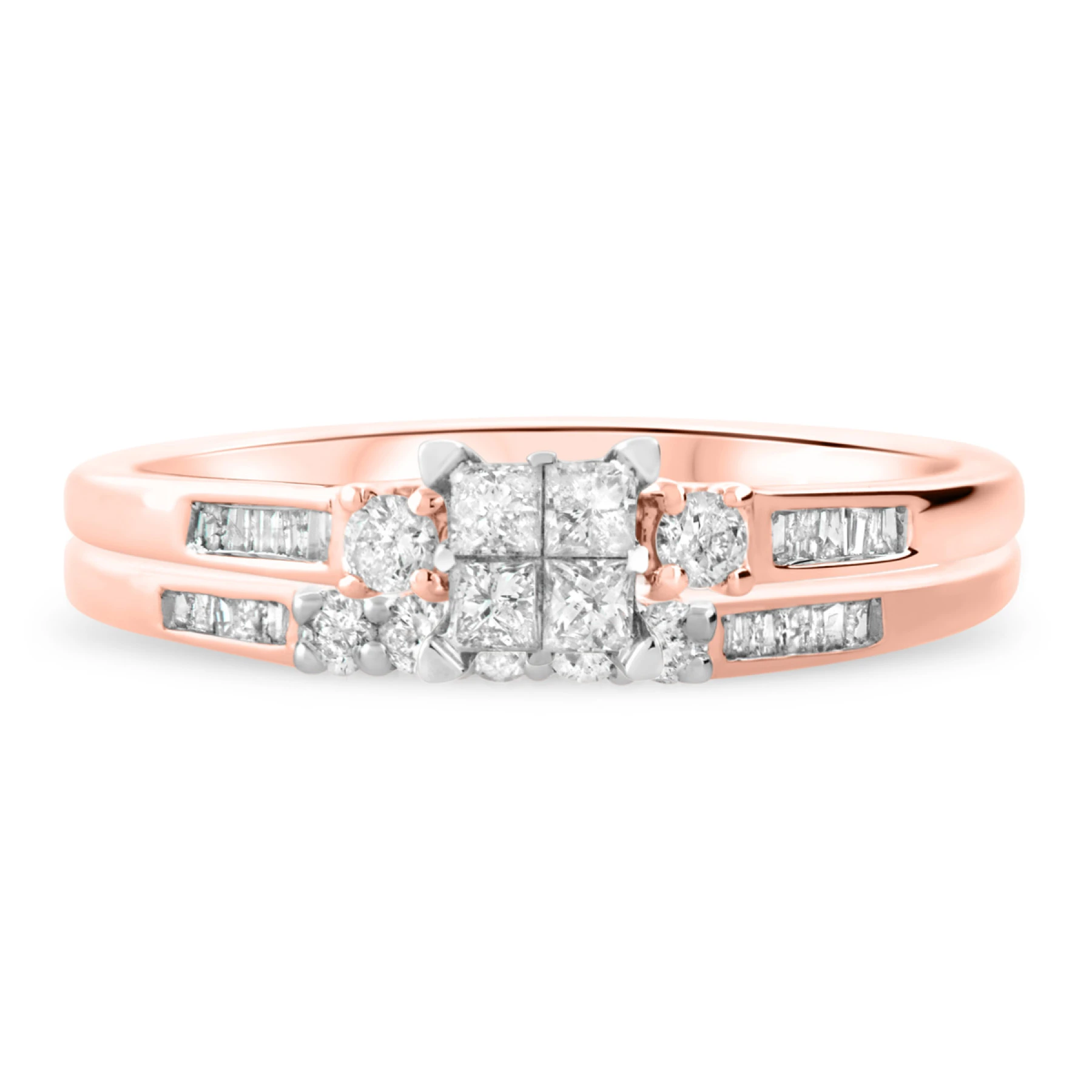 Wilhelmina 3/8 CT. T.W. Diamond Princess Cluster Bridal Set - view 1