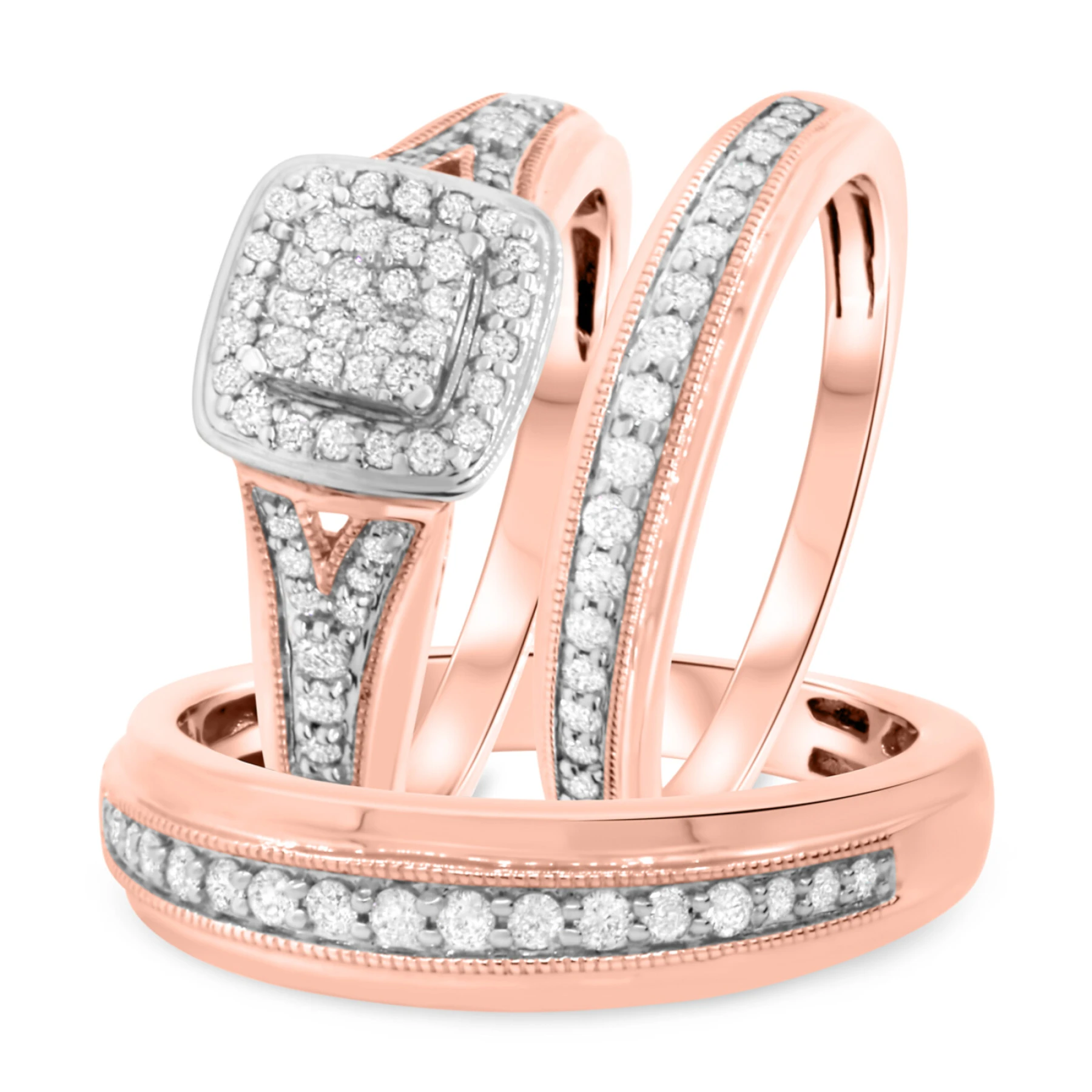 Selena 2/3 ct tw. Diamond Cushion Cluster Trio Set - view 1