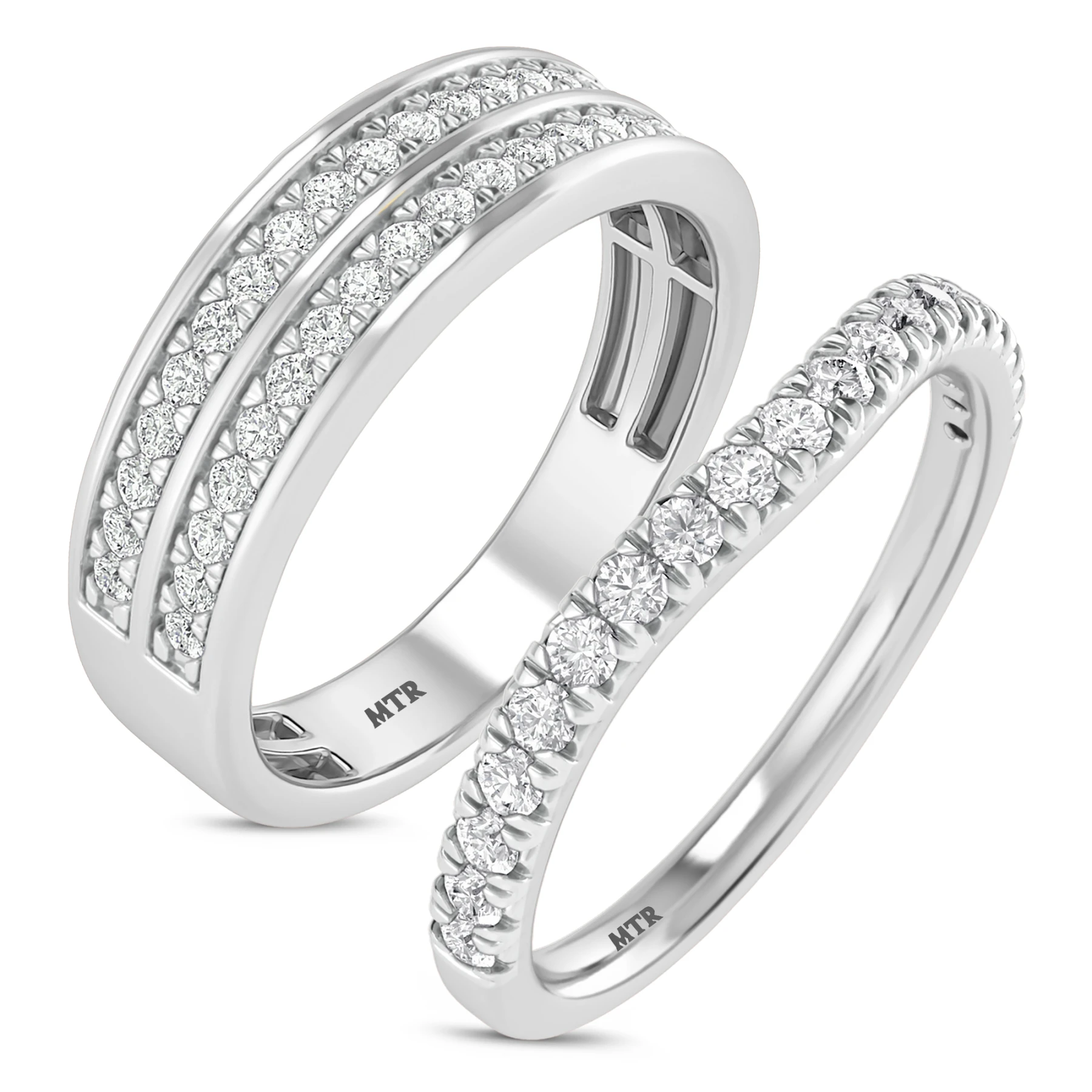 Uma 7/8 ct tw. Lab Grown Diamond Wedding Band Set - view 1