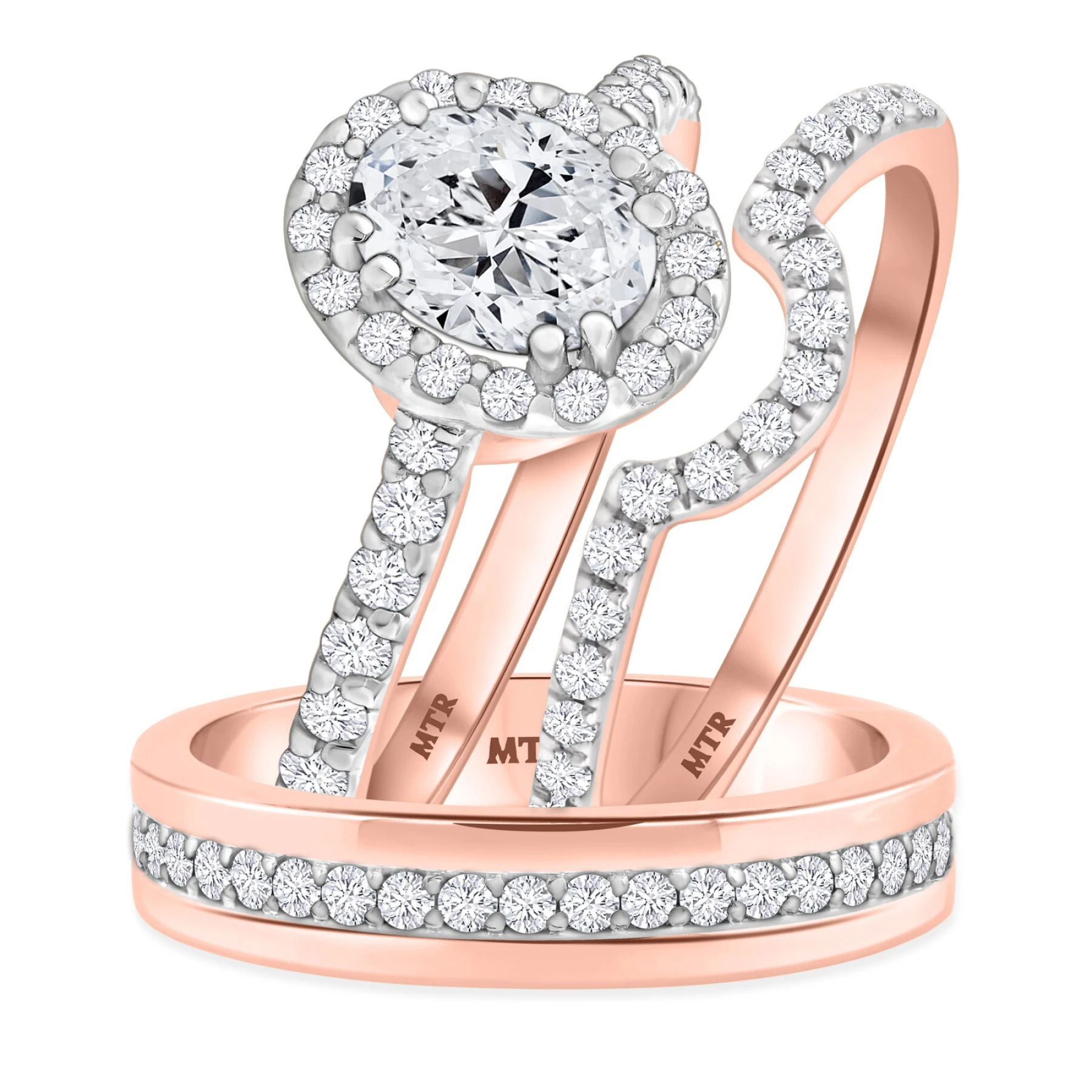Soban 2 ct tw. Lab Grown Diamond Oval Solitaire Trio Set - view 1