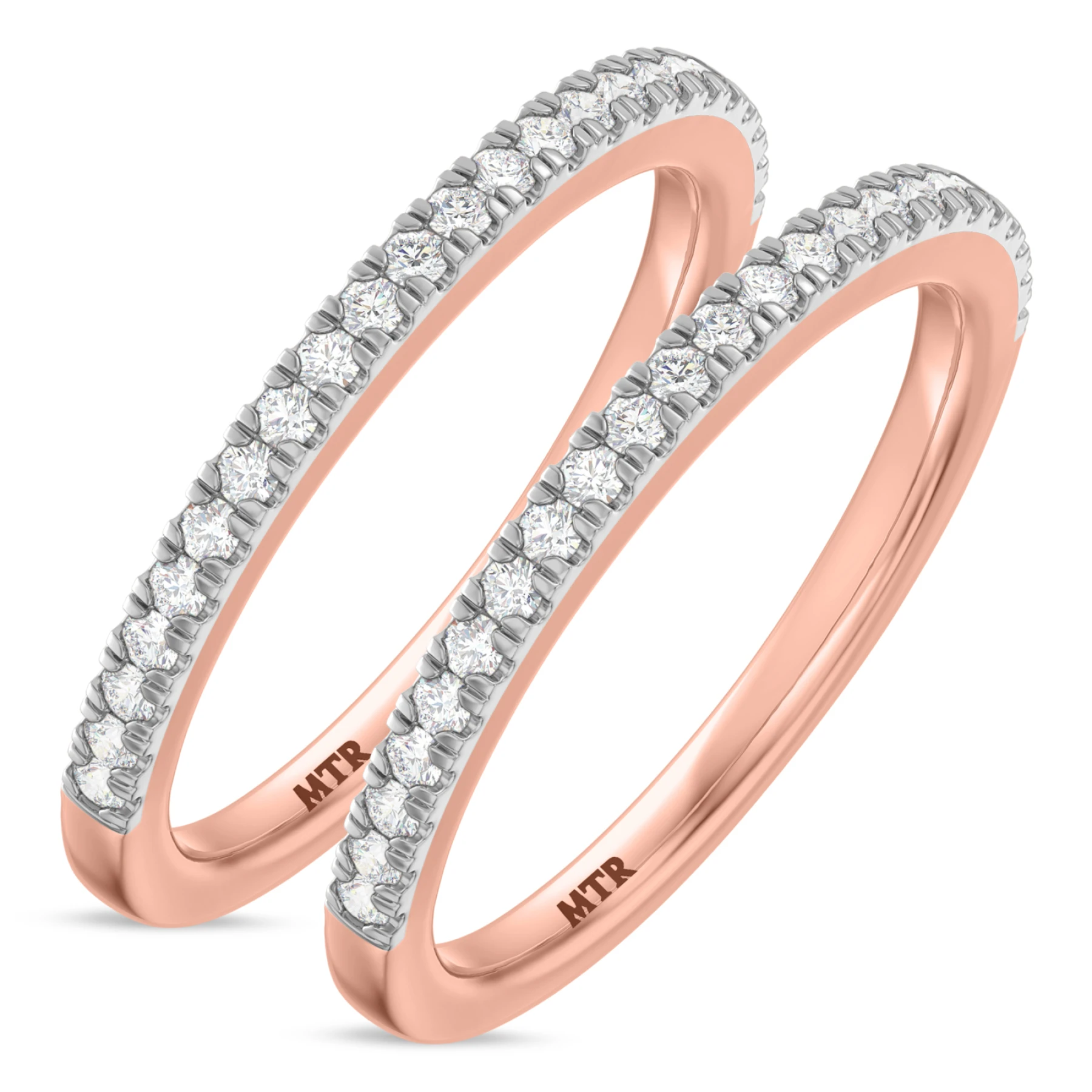 Eden 1/3 ct tw. Lab Grown Diamond Same Sex Ladies Band Set 14K Rose Solid Gold - view 1