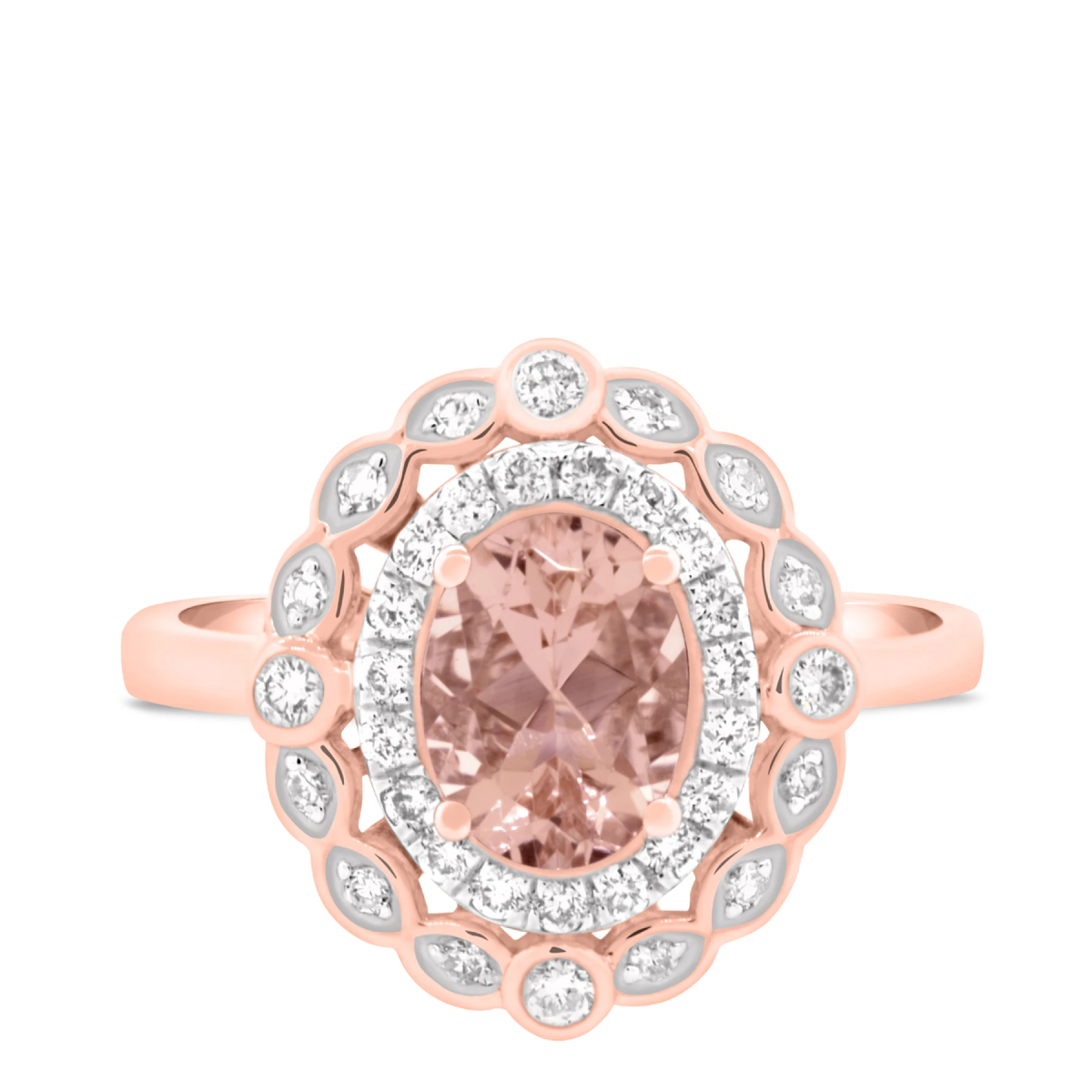 Nea 1 1/3 Carat T.W. Morganite and diamond Engagement Ring