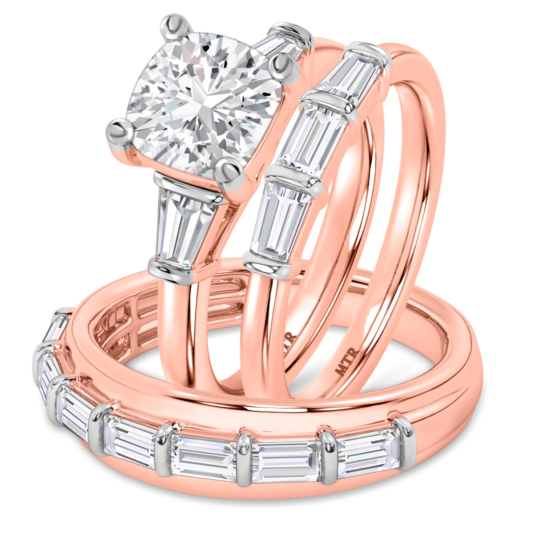 Canna 3 3/4 ct tw. Lab Grown Diamond Cushion Solitaire Trio Set - view 1
