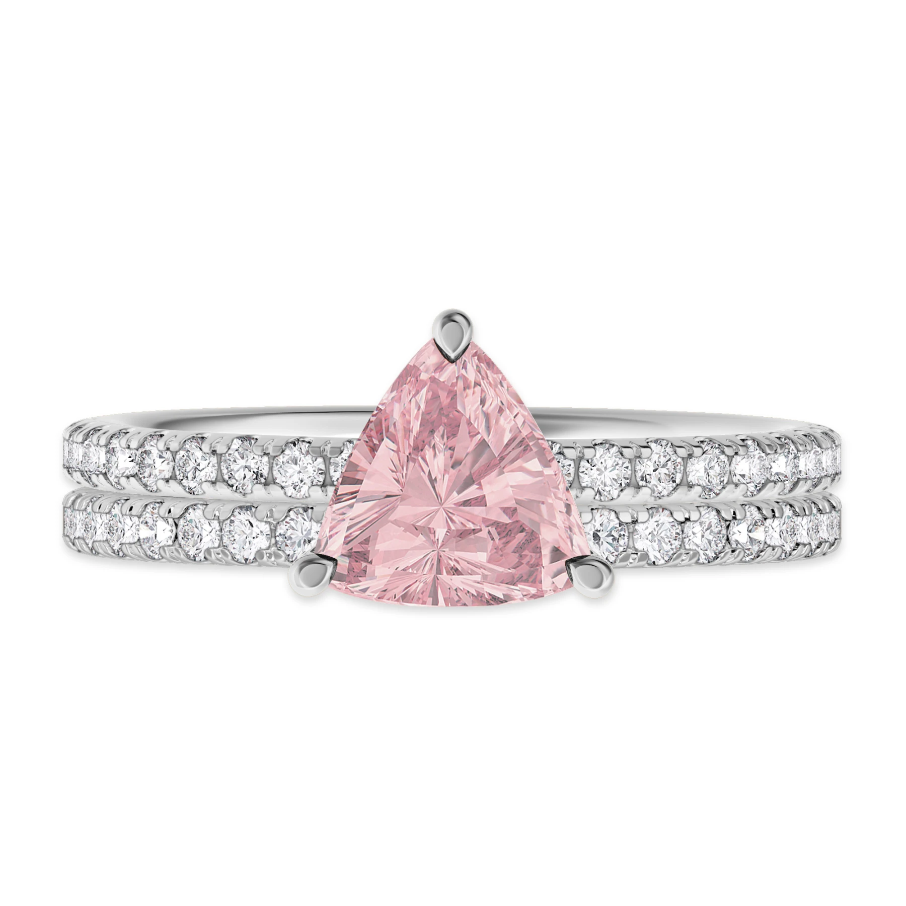 Bassey 1 1/5 CT. T.W. Morganite and Diamond Matching Bridal Set 14K White Gold
