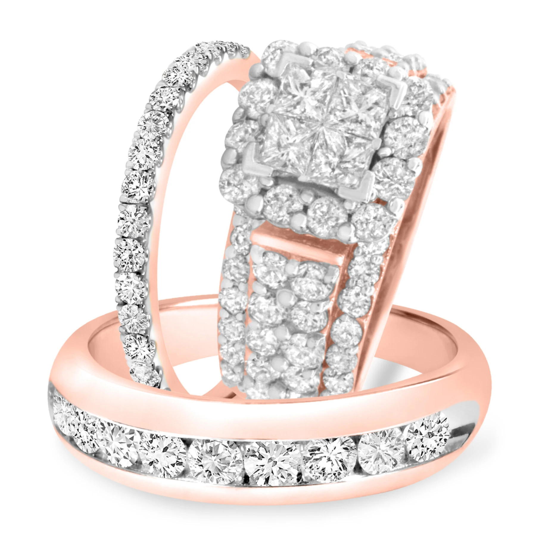 Felicity 4 1/3 ct tw. Diamond Princess Cluster Trio Set - view 1