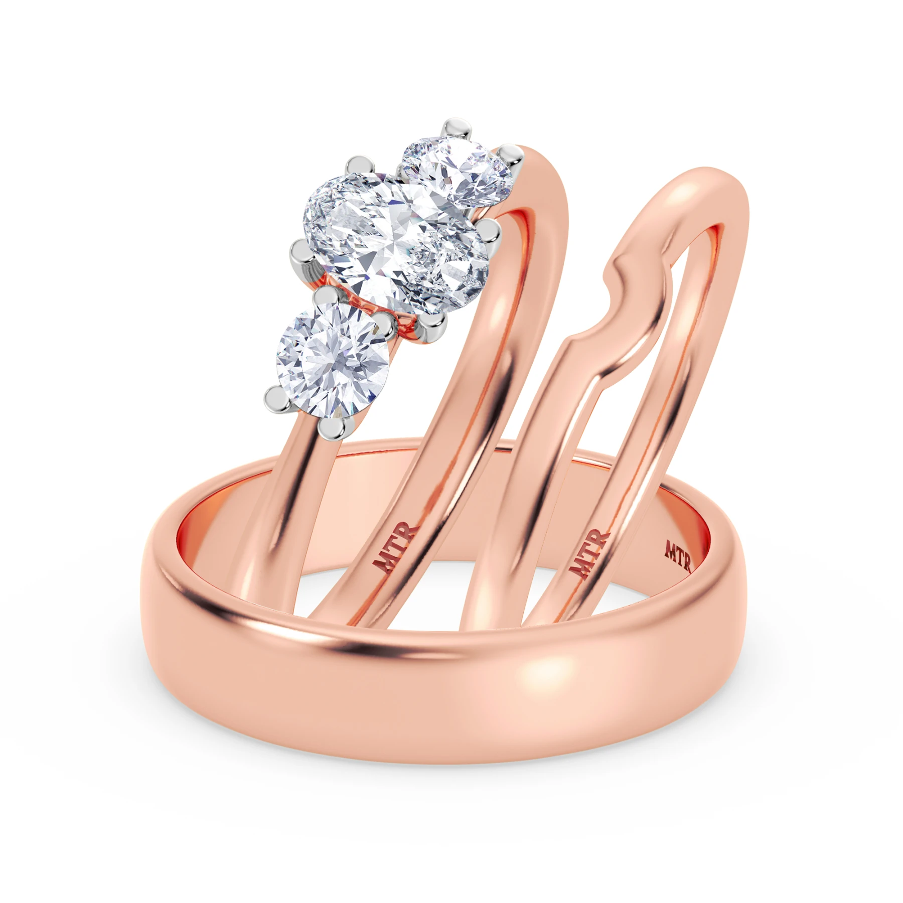 Amari 3/4 ct tw. Lab Grown Diamond Oval Solitaire Trio Set - view 1