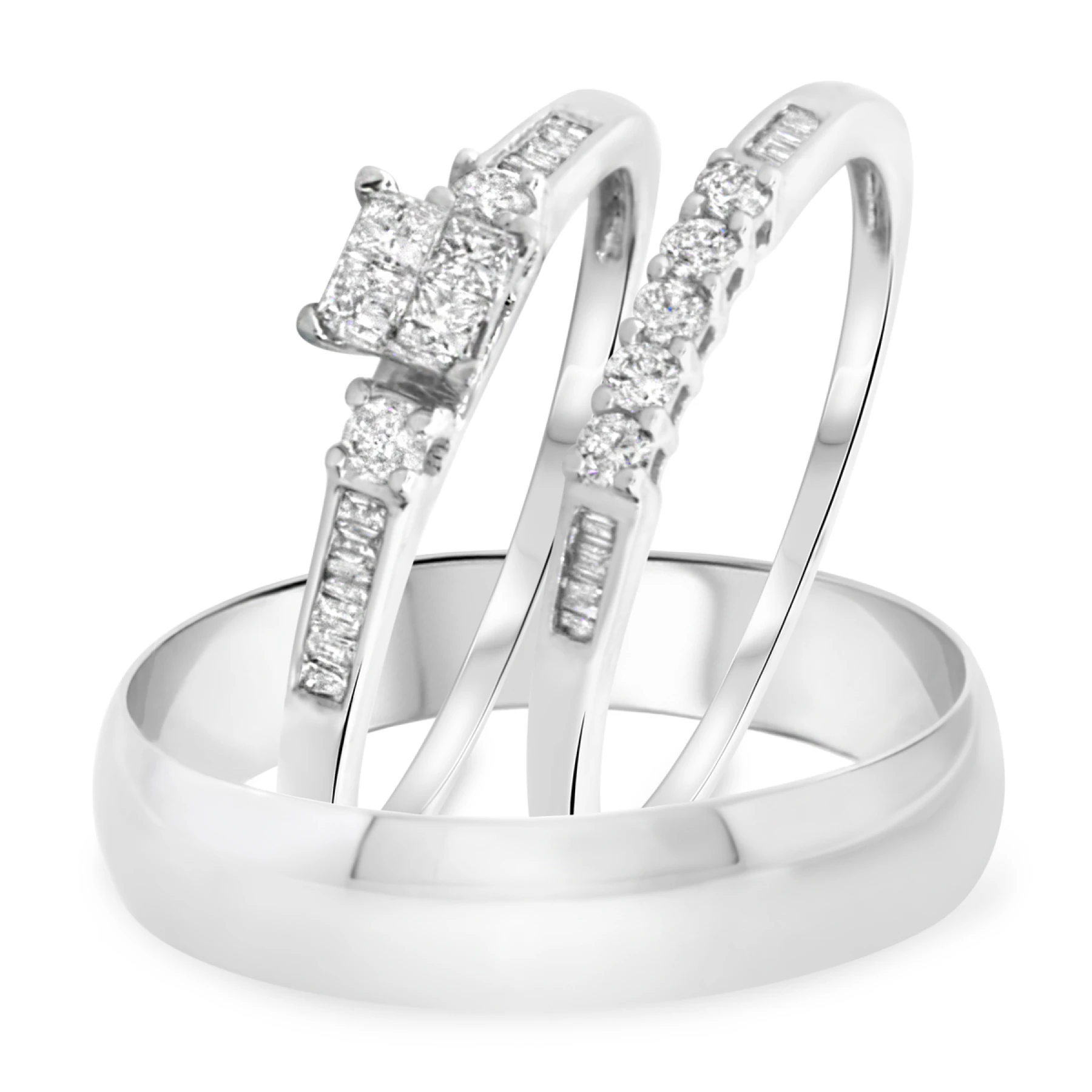 Wilhelmina 3/8 ct tw. Lab Grown Diamond,No Gemstone Princess Cluster Trio Set - view 1