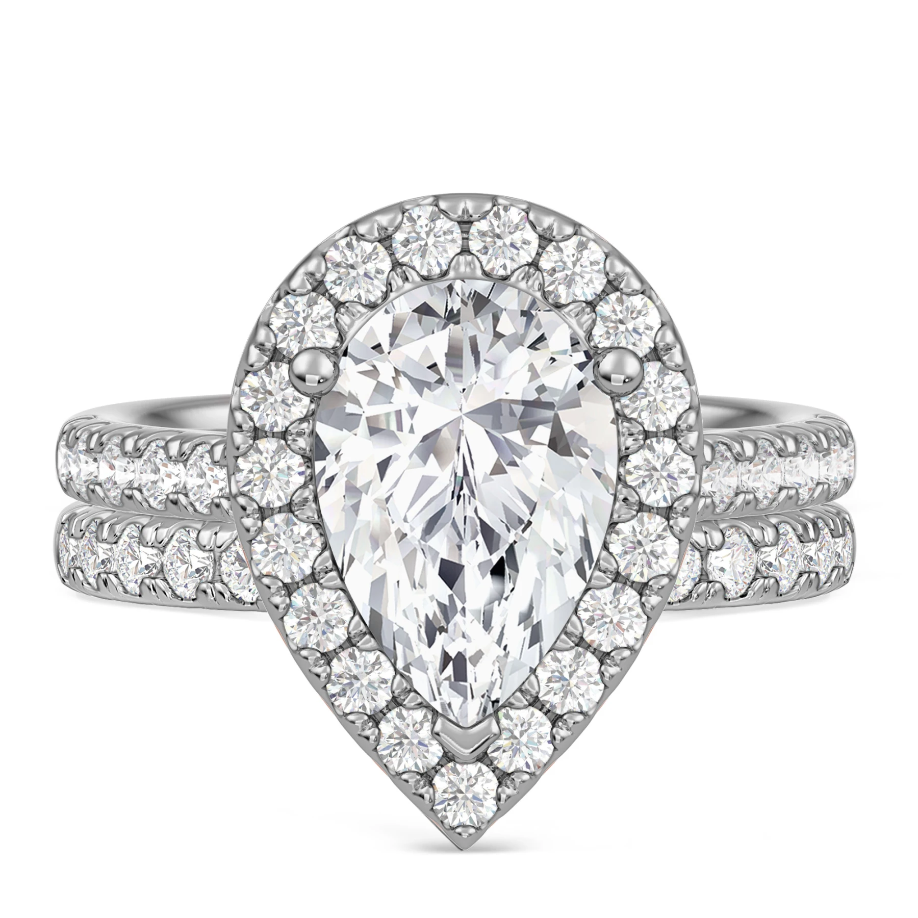 Adeola 4 1/6 ct tw. Lab Grown Diamond Pear Solitaire Bridal Set Vermeil