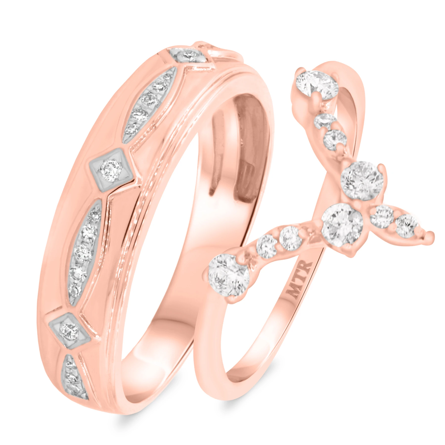 Petal 1/2 ct tw. Diamond Wedding Band Set