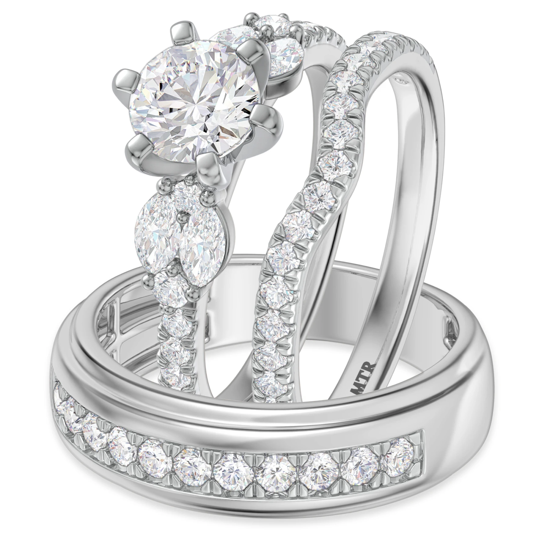 Ela 2 1/3 ct tw. Lab Grown Diamond Round Solitaire Trio Set - view 1