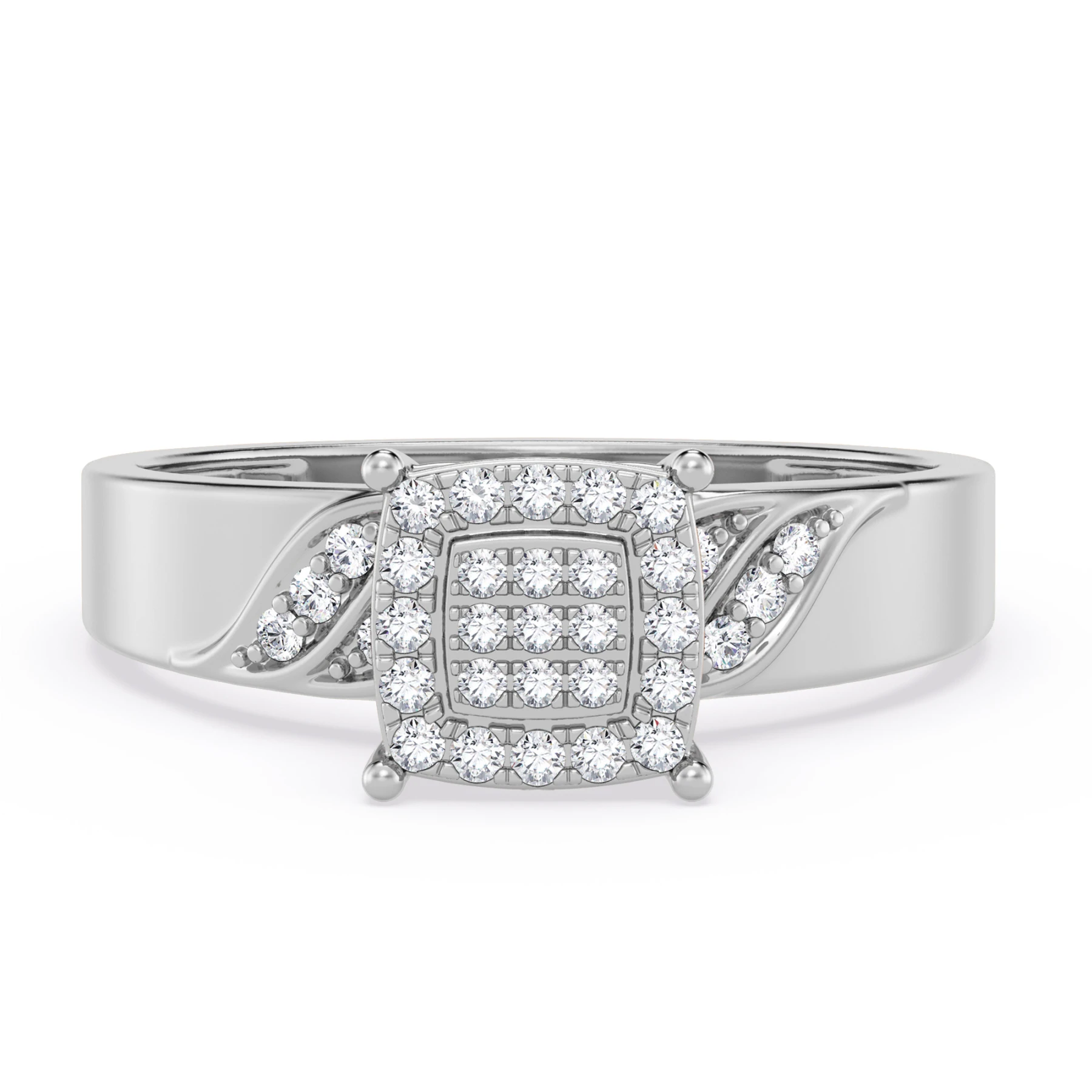 Isidor 1/7 ct tw. Cushion Cluster Engagement Ring