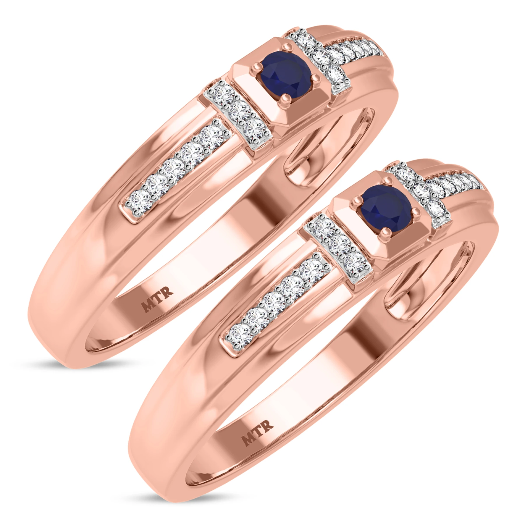 Bryony 1/5 Carat T.W. Sapphire and Diamond Matching Wedding Band Set - view 1