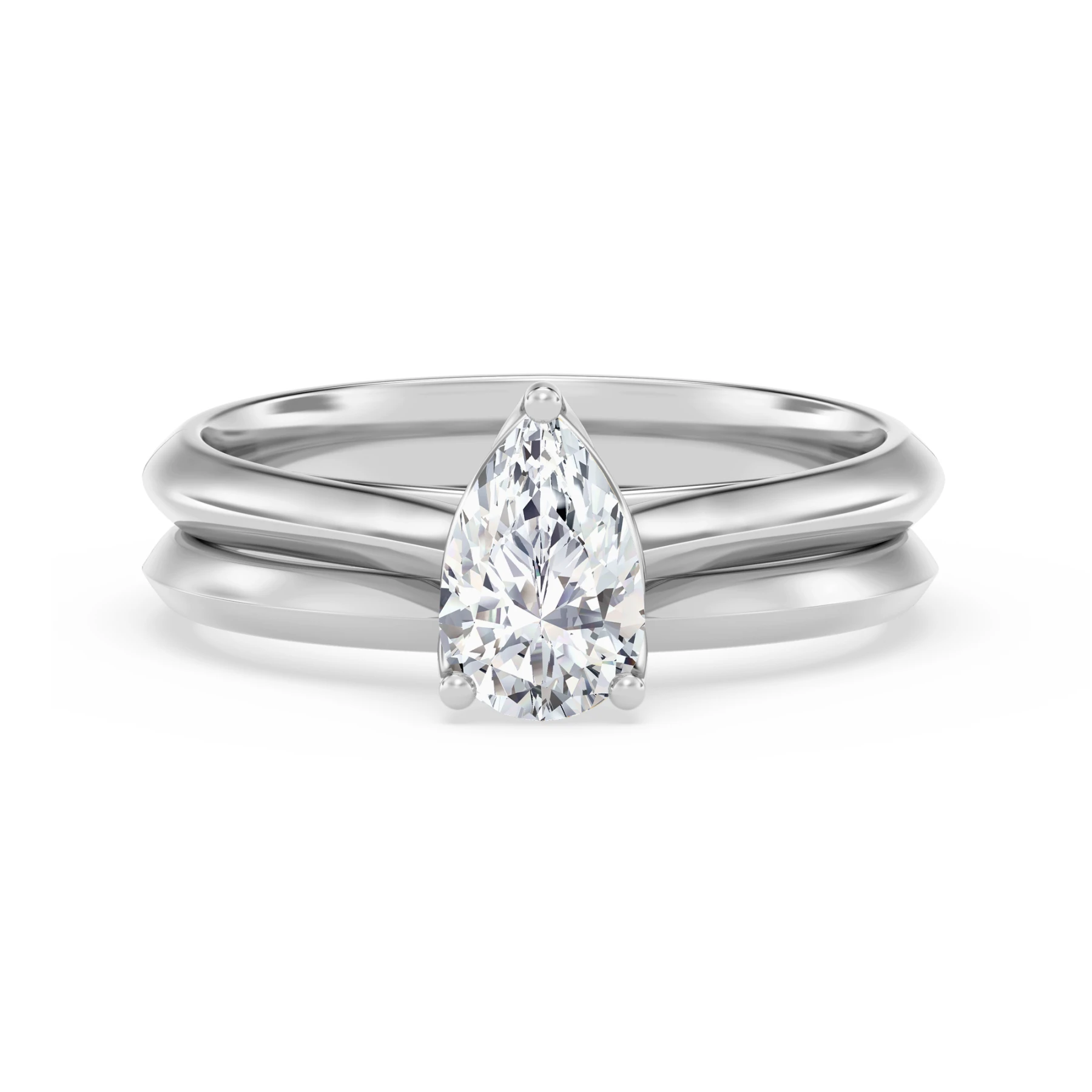 Jena 3/4 ct tw. Lab Grown Diamond Pear Solitaire Bridal Set Vermeil
