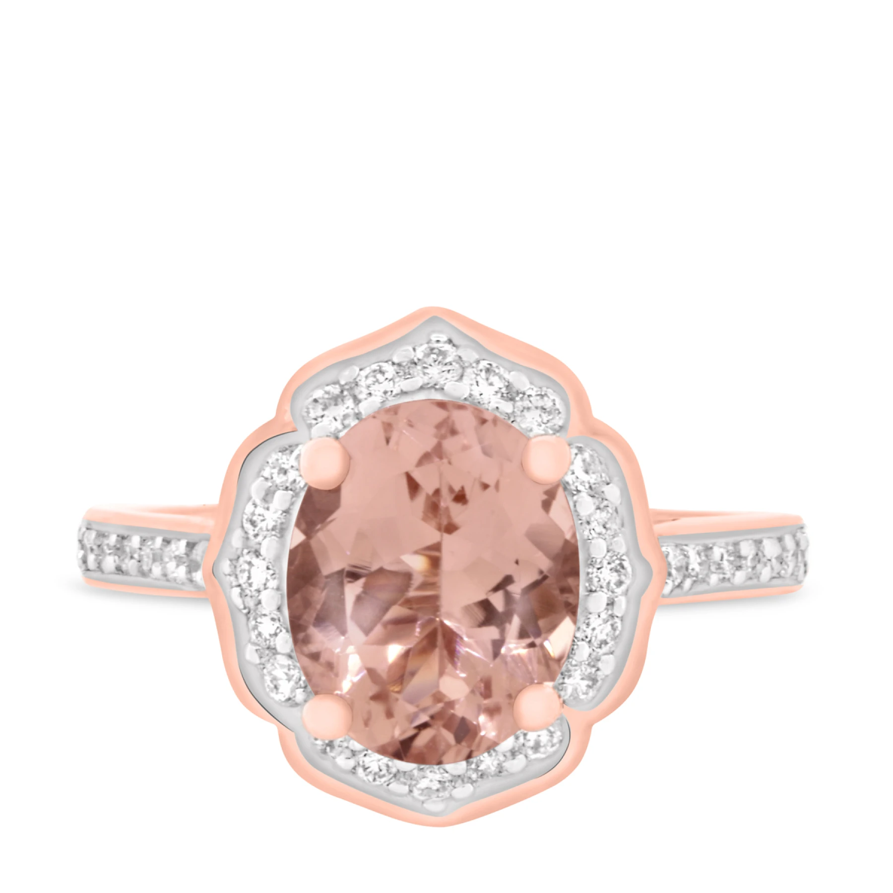 Mauve 2 3/8 Carat T.W. Morganite and diamond Engagement Ring