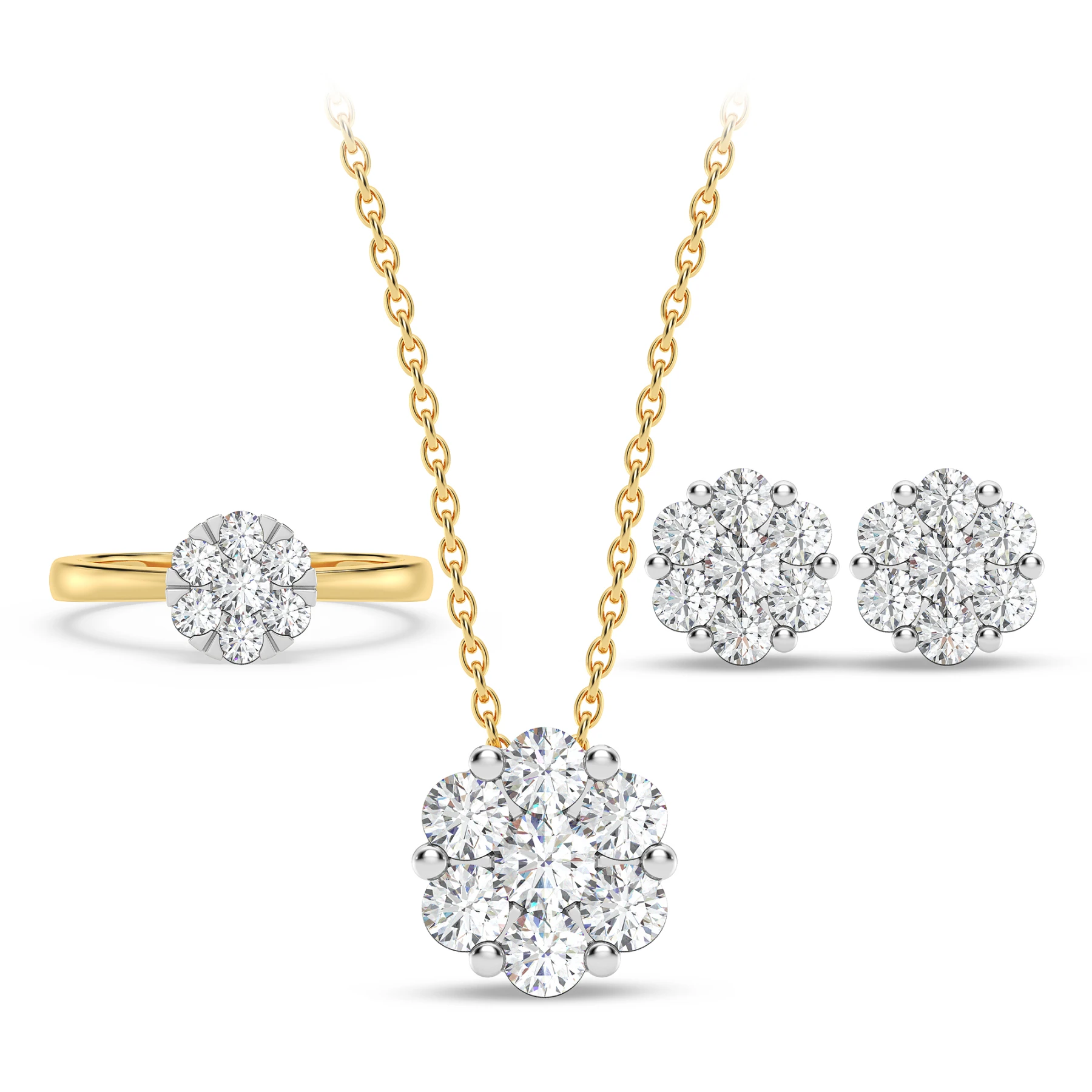 Carey 1 1/5 ct tw. Lab Grown Round Cluster Ring Set - view 1