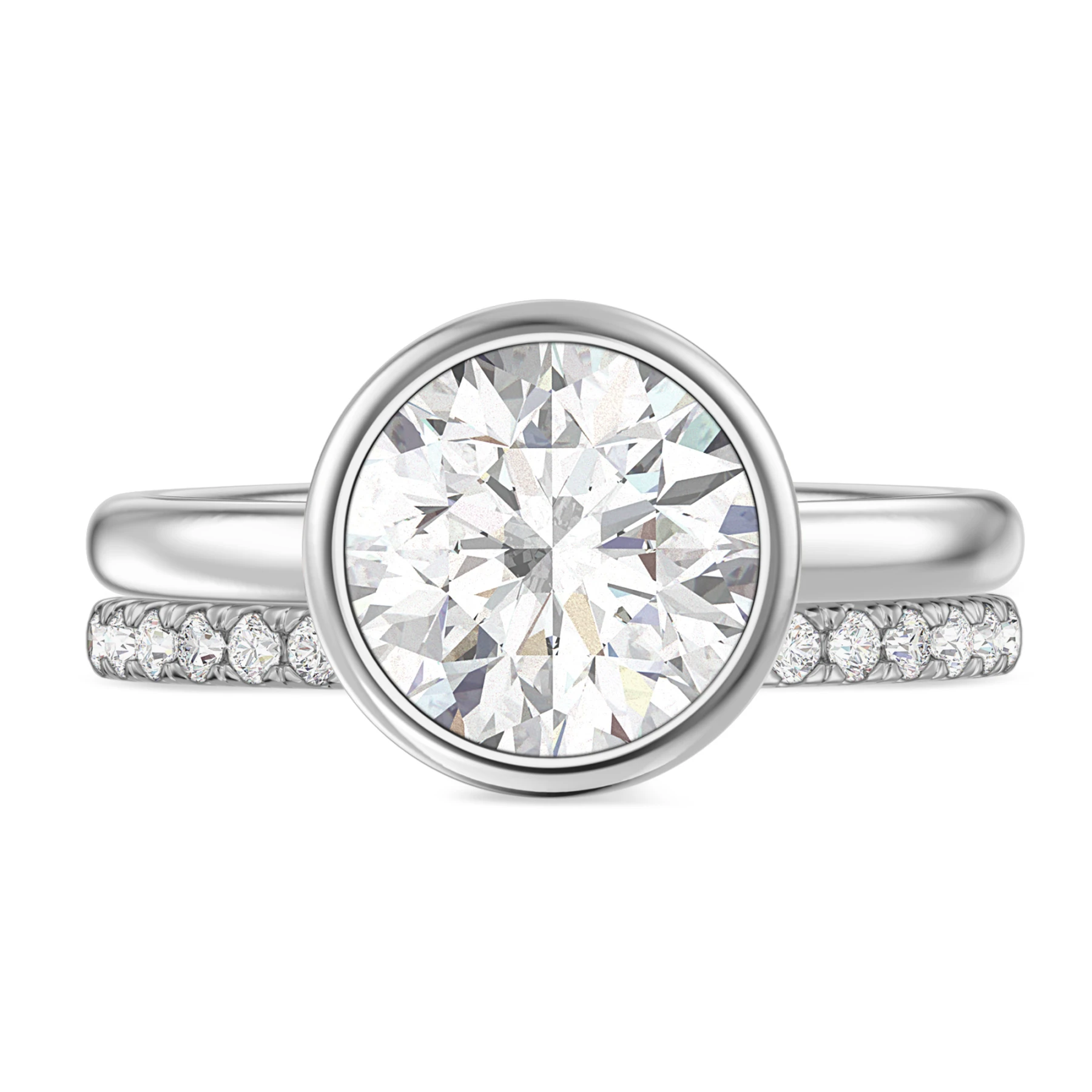 Niu 3 1/7 ct tw. Lab Grown Diamond Round Solitaire Bridal Set Vermeil