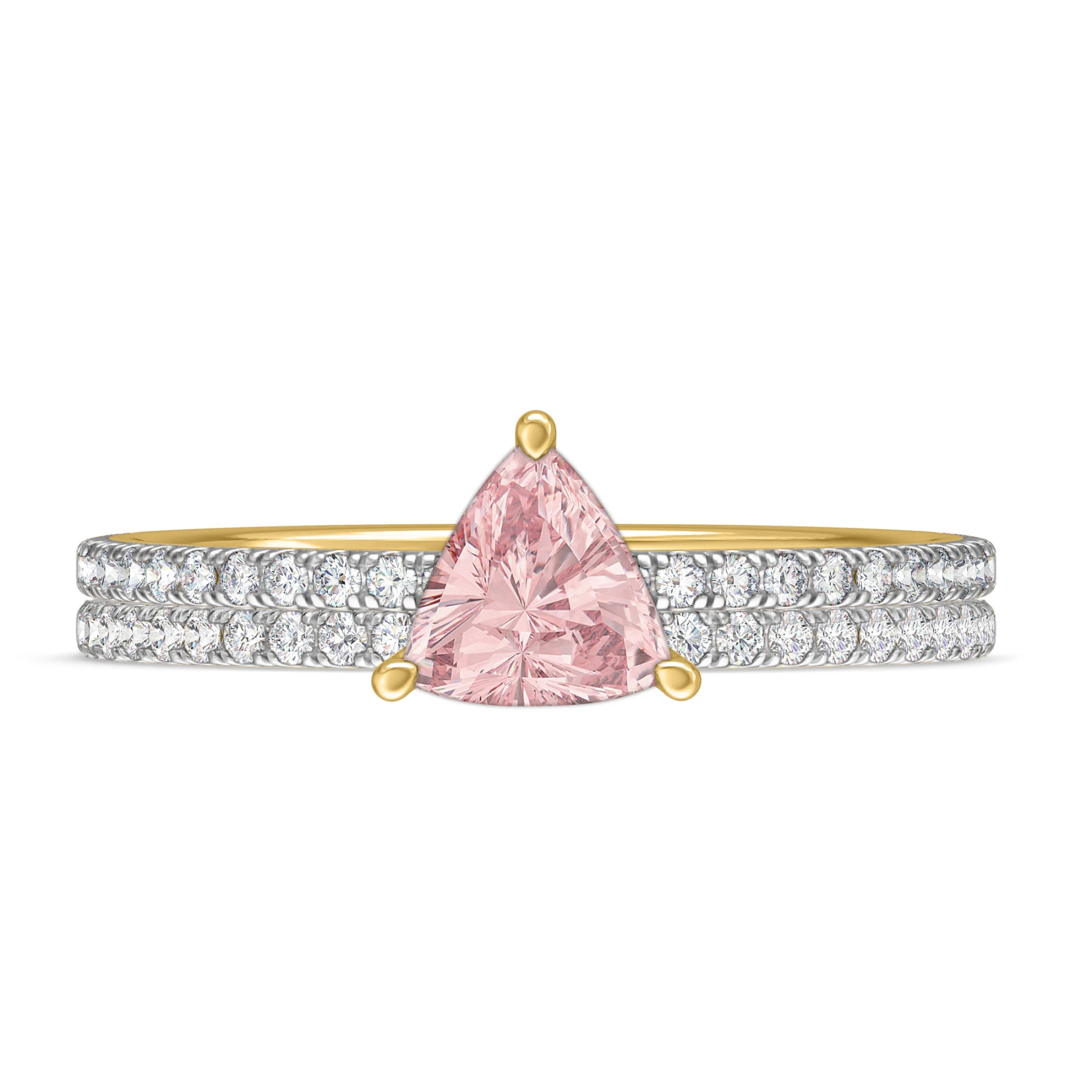 Fawn 1 3/8 CT. T.W. Morganite and Diamond Matching Bridal Set 14K Yellow Gold